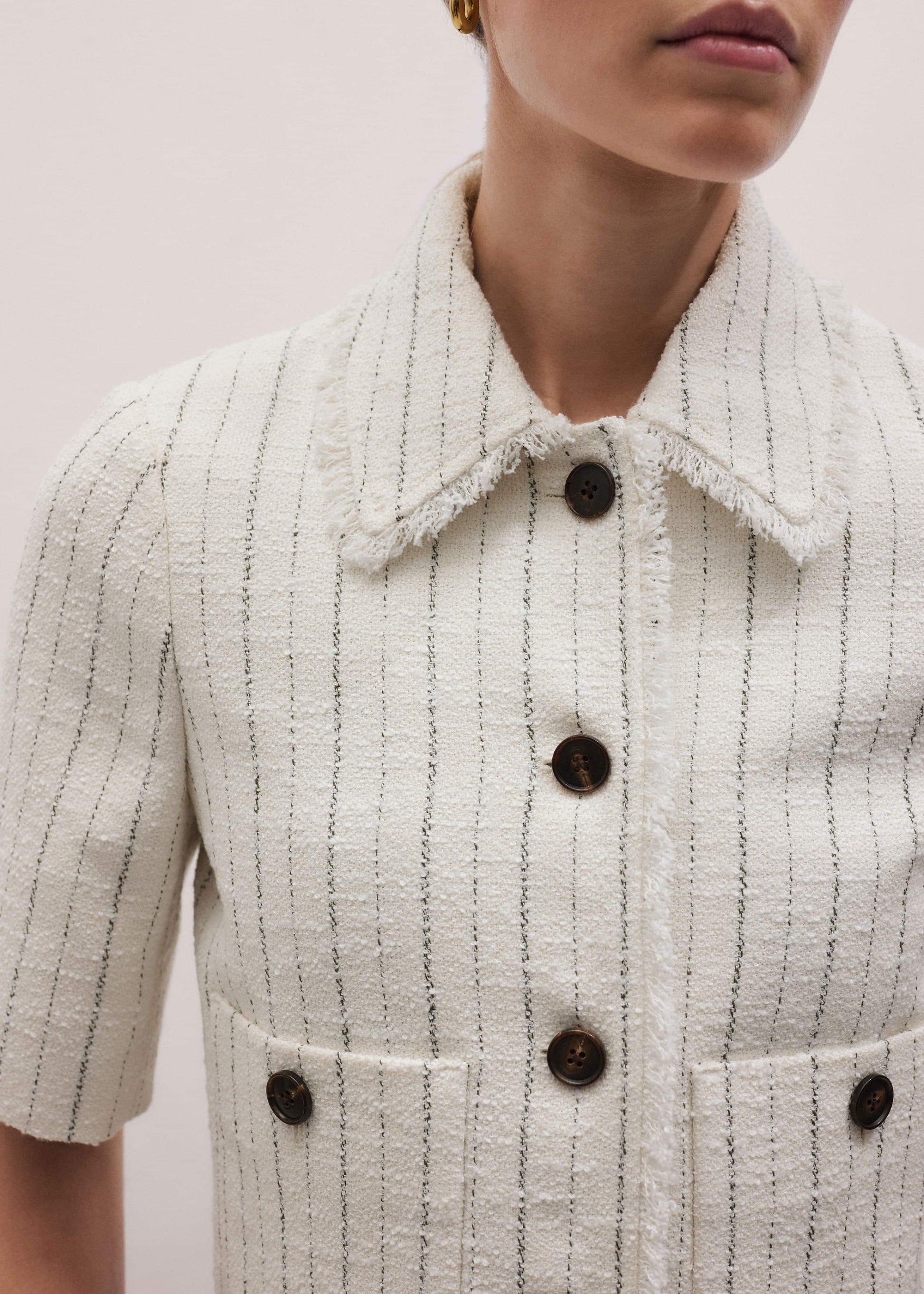 ME and EM Clothing Ivory Stripe Crop Jacket