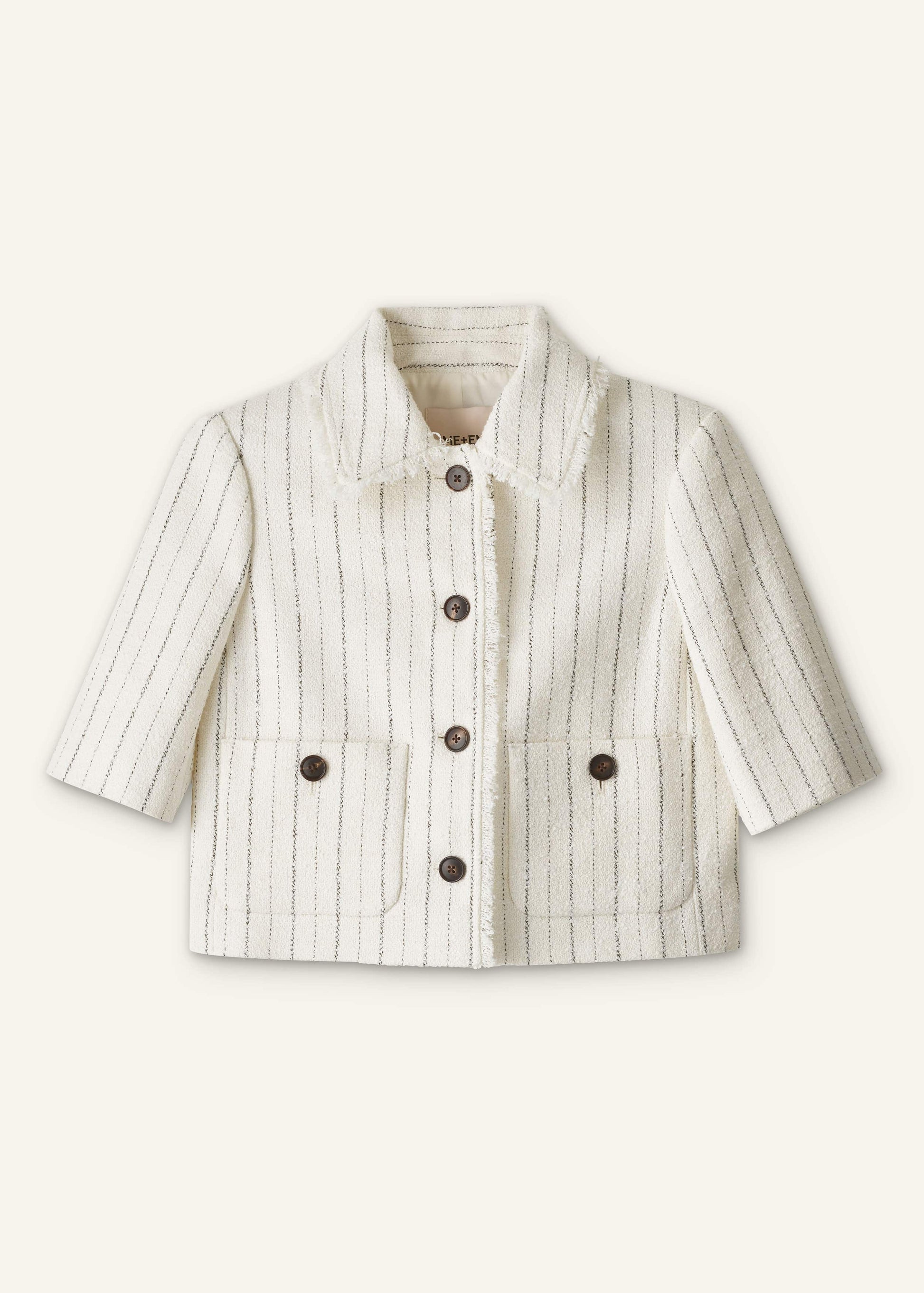 ME and EM Clothing Ivory Stripe Crop Jacket