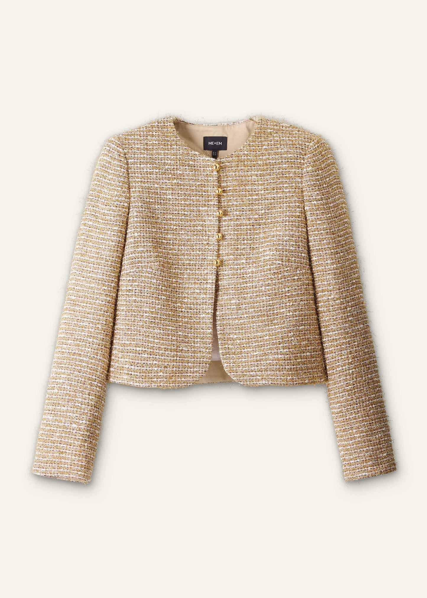 ME and EM Clothing Gold Metallic Crop Evening Jacket