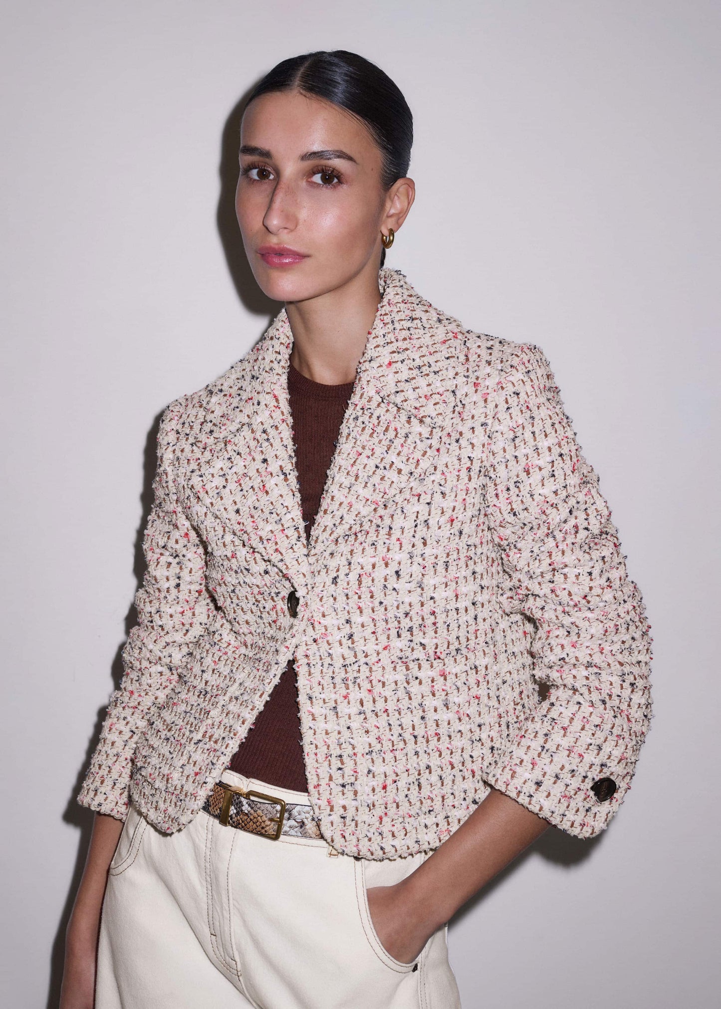 ME and EM Clothing Cream Heritage Crop Jacket