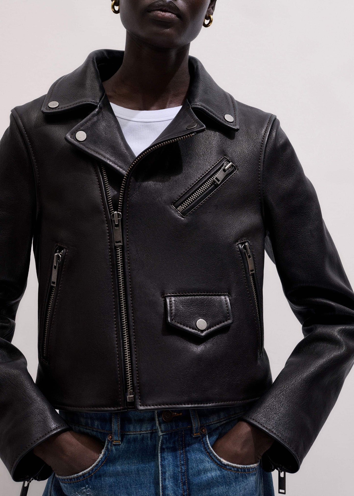 ME and EM Clothing Black Perfect Little Biker Jacket