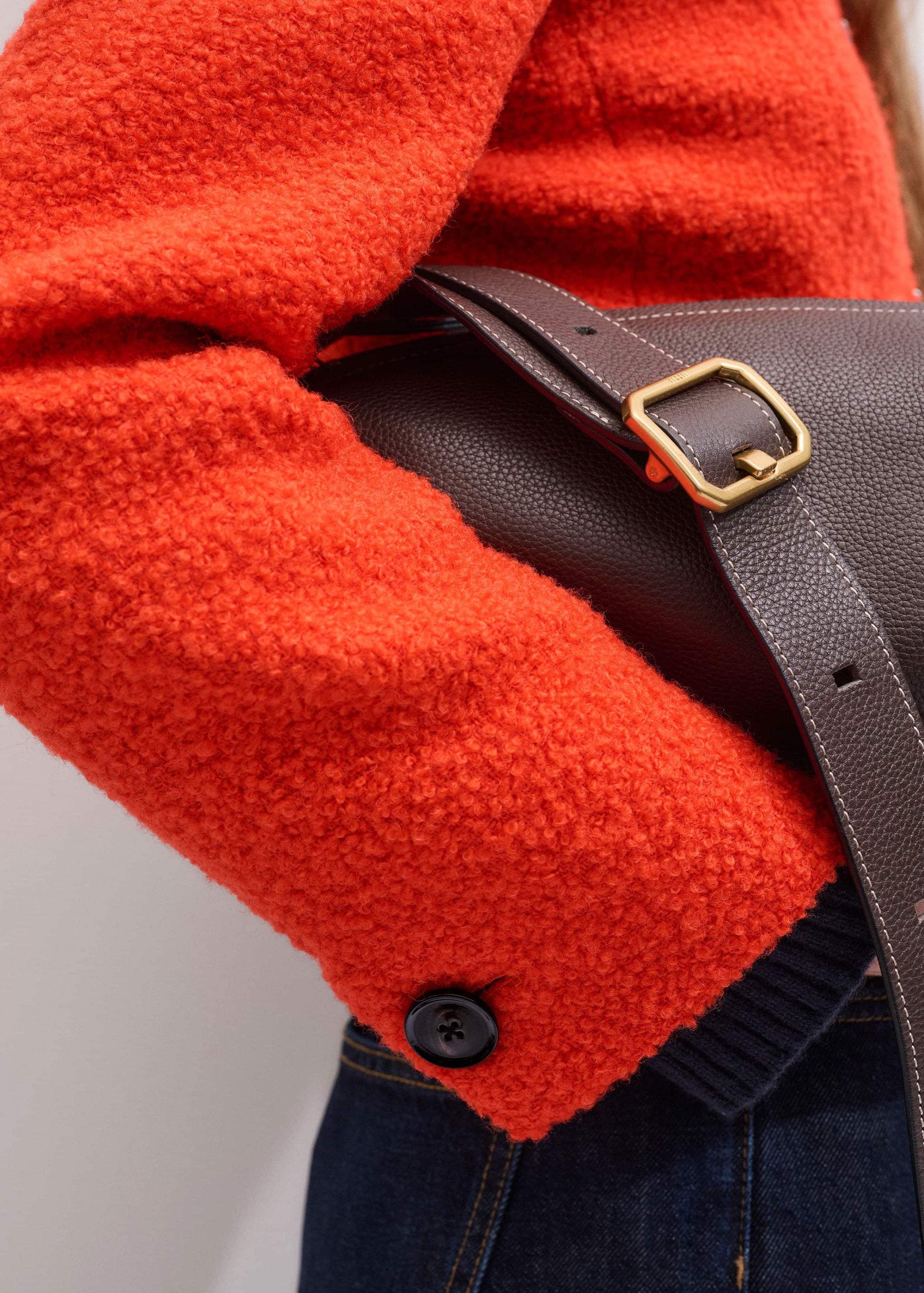 ME and EM Clothing Orange Cropped Bouclé Jacket