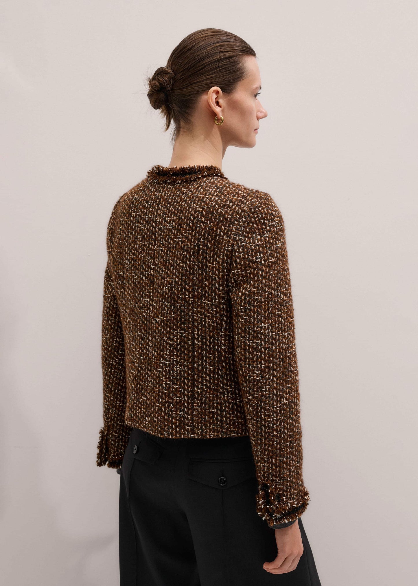 ME and EM Clothing Brown Slim Tweed Fringed Jacket