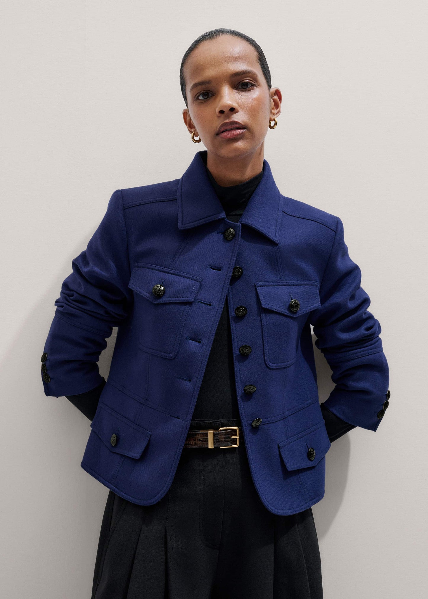 ME and EM Clothing Blue Fitted Military Jacket