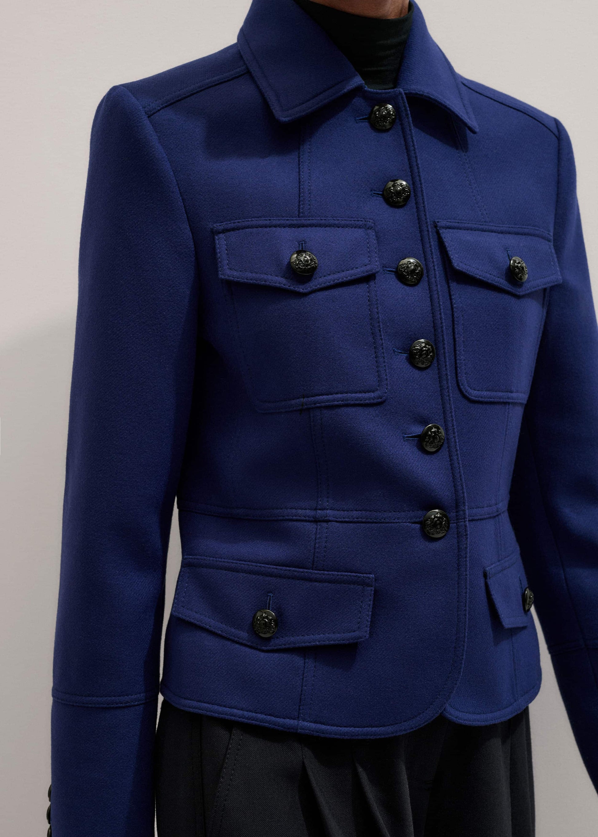 ME and EM Clothing Blue Fitted Military Jacket