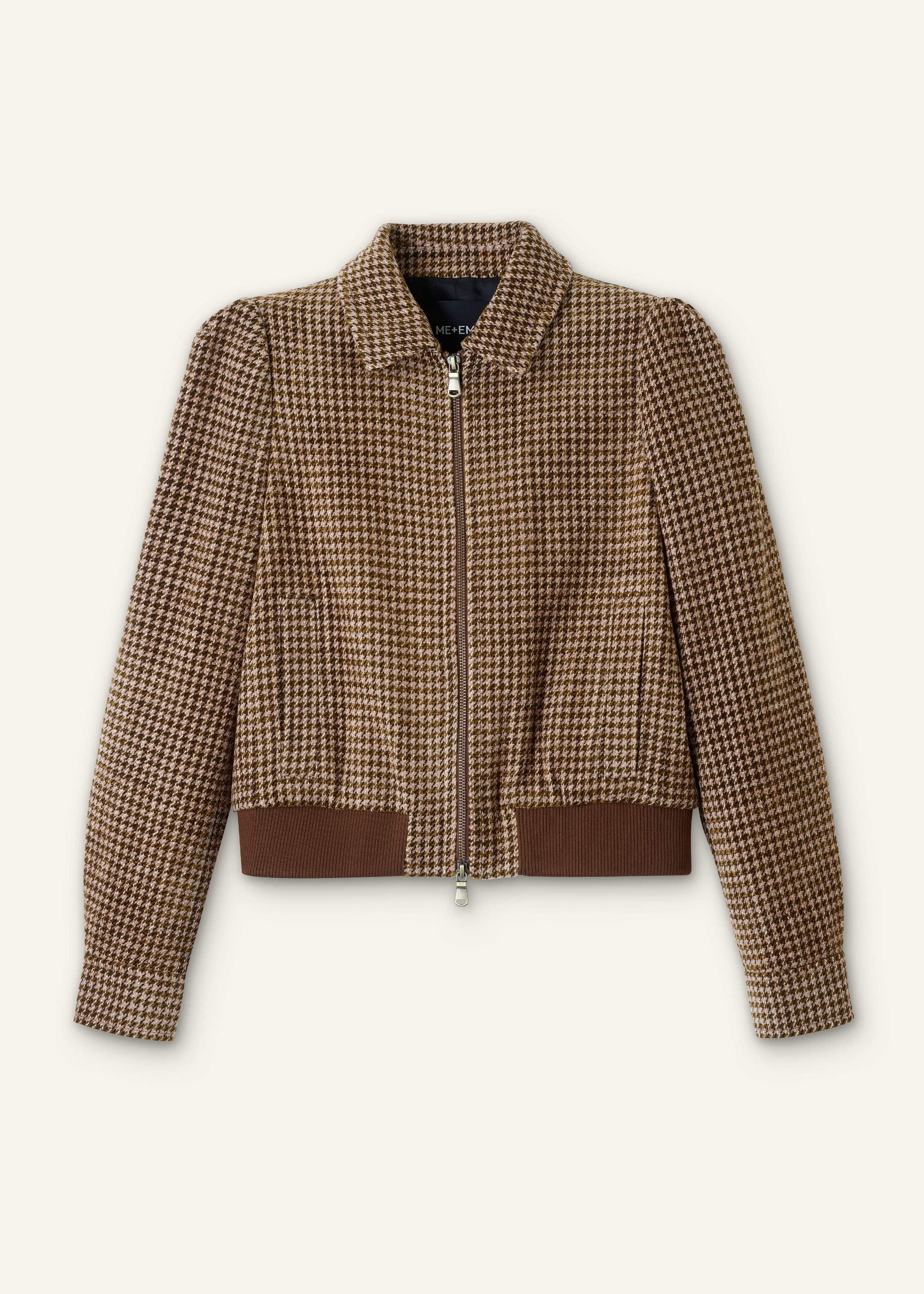 ME and EM Clothing Brown Super Soft Houndstooth Bomber Jacket