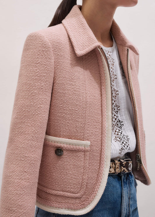 ME and EM Clothing Pink Straight Crop Jacket