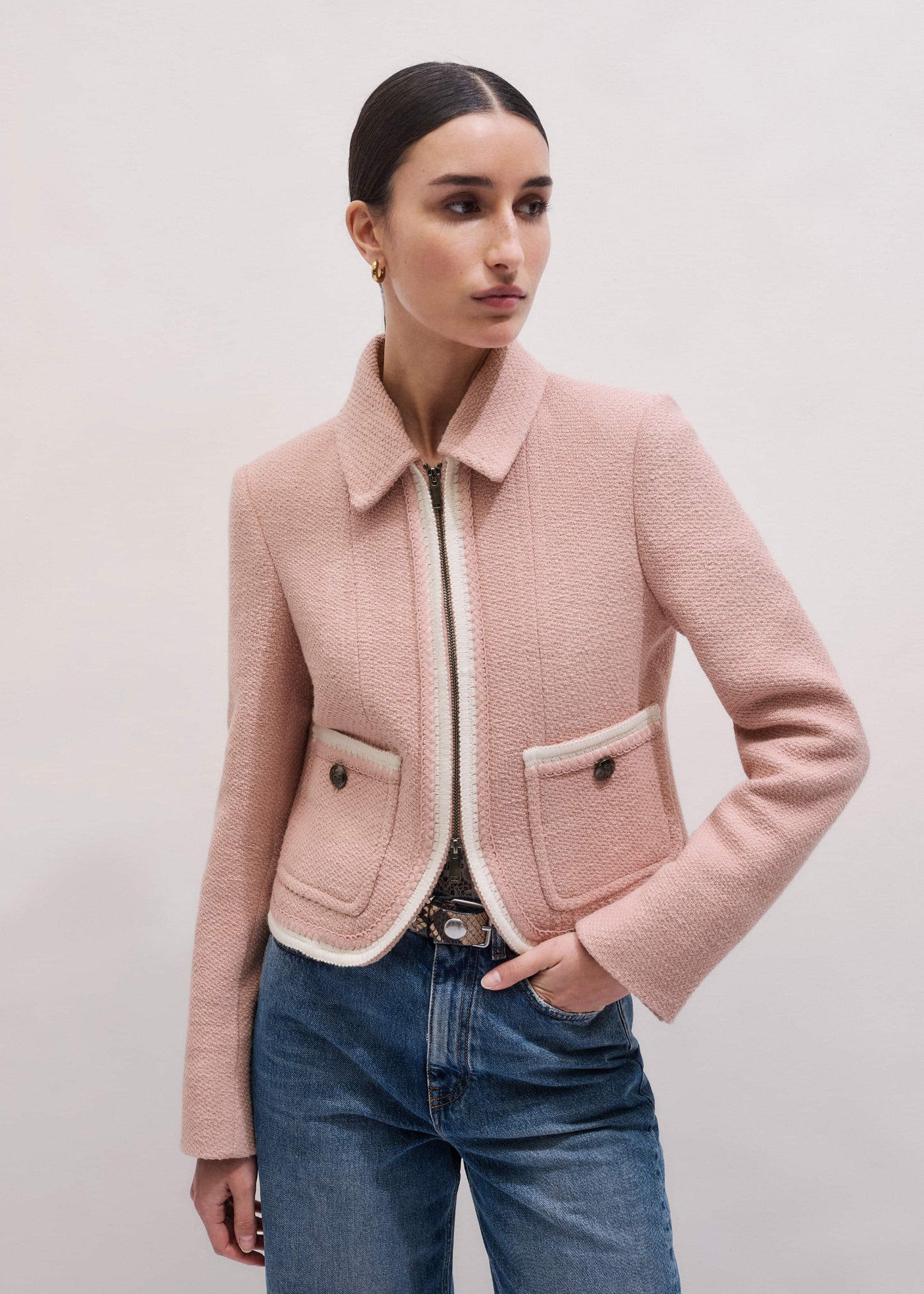 ME and EM Clothing Pink Straight Crop Jacket
