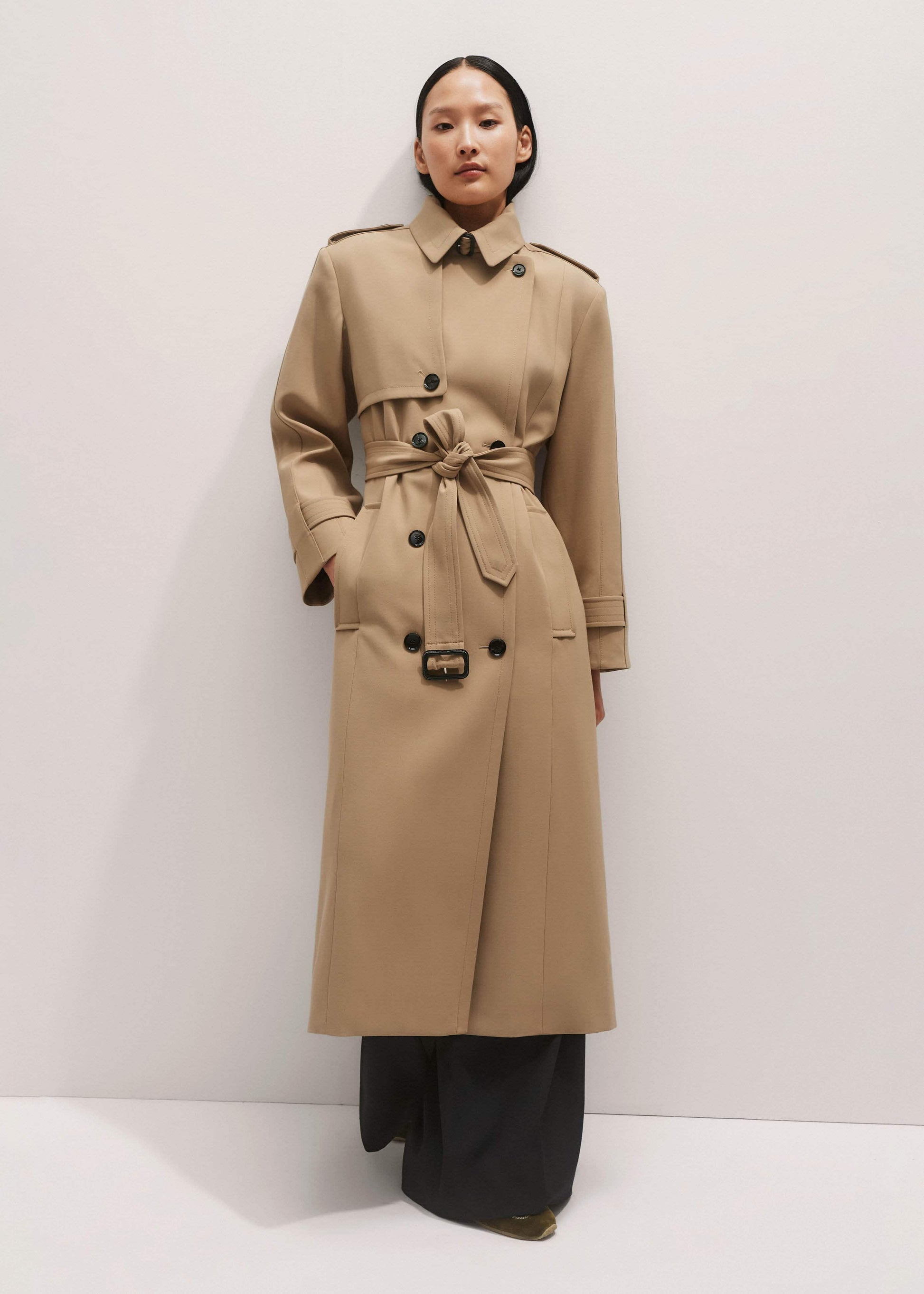 ME and EM Clothing Brown Relaxed Shoulder Trench Coat