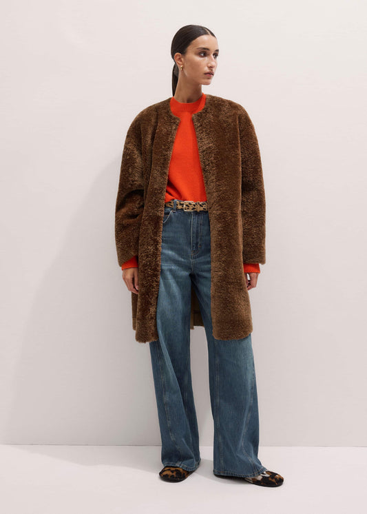 ME and EM Clothing Brown Shearling Coat