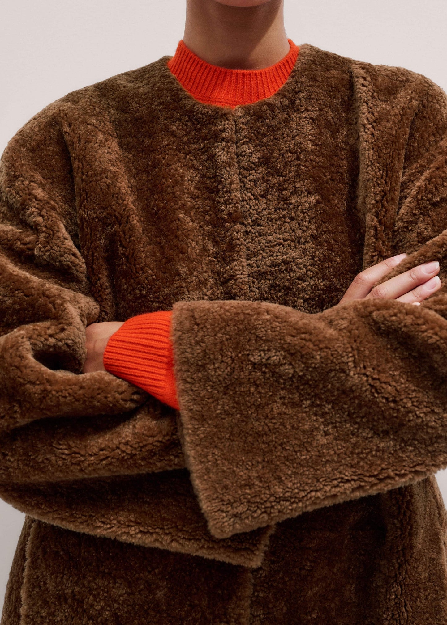 ME and EM Clothing Brown Shearling Coat