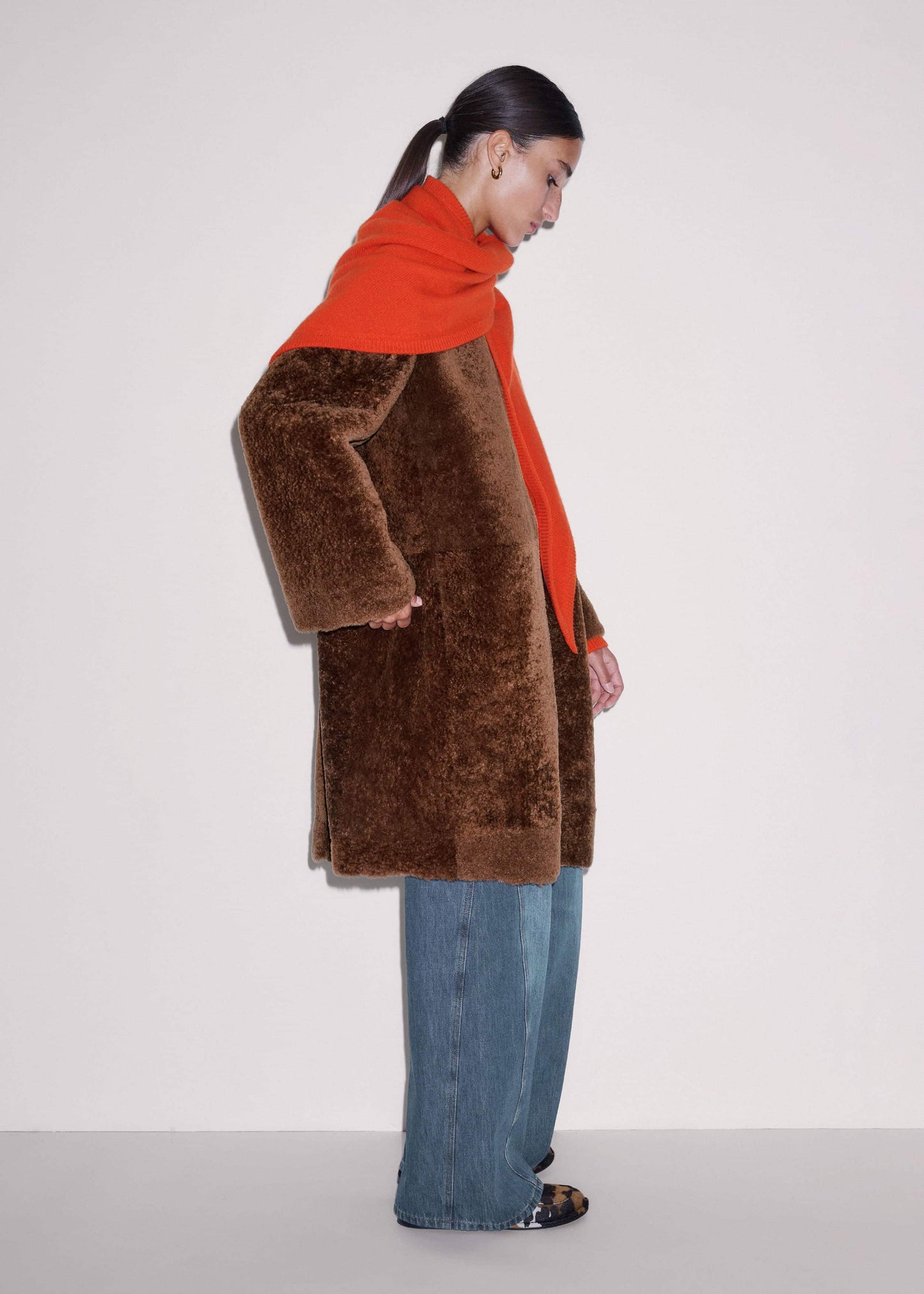 ME and EM Clothing Brown Shearling Coat