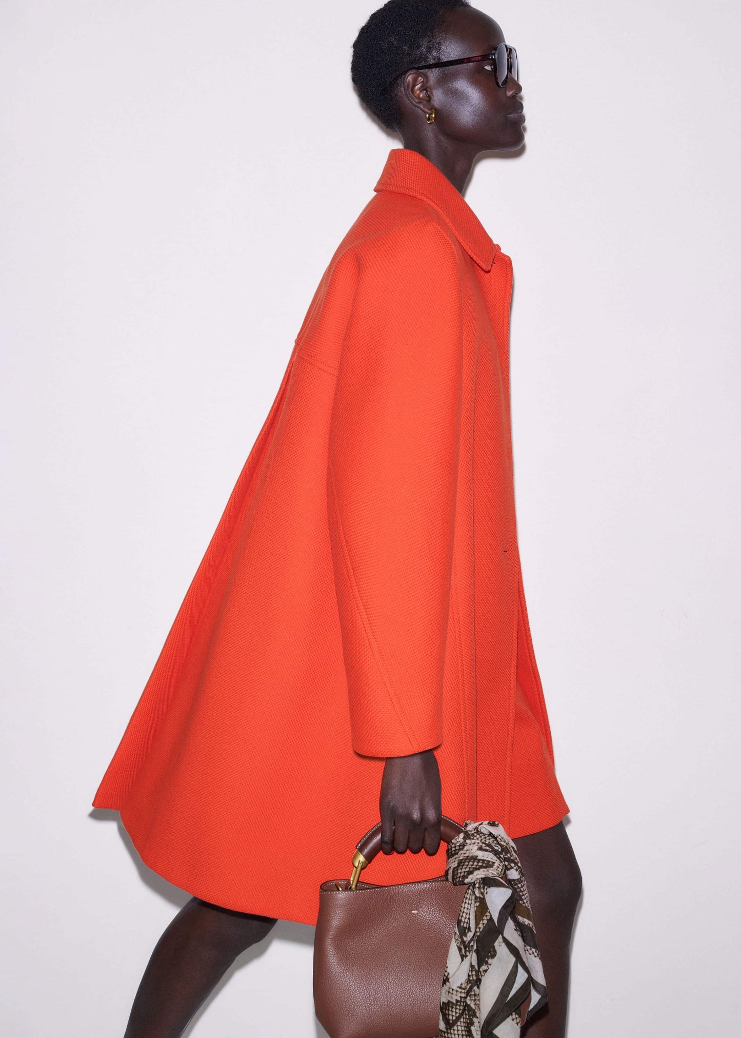 ME and EM Clothing Orange Sculptural Sleeve Swing Coat