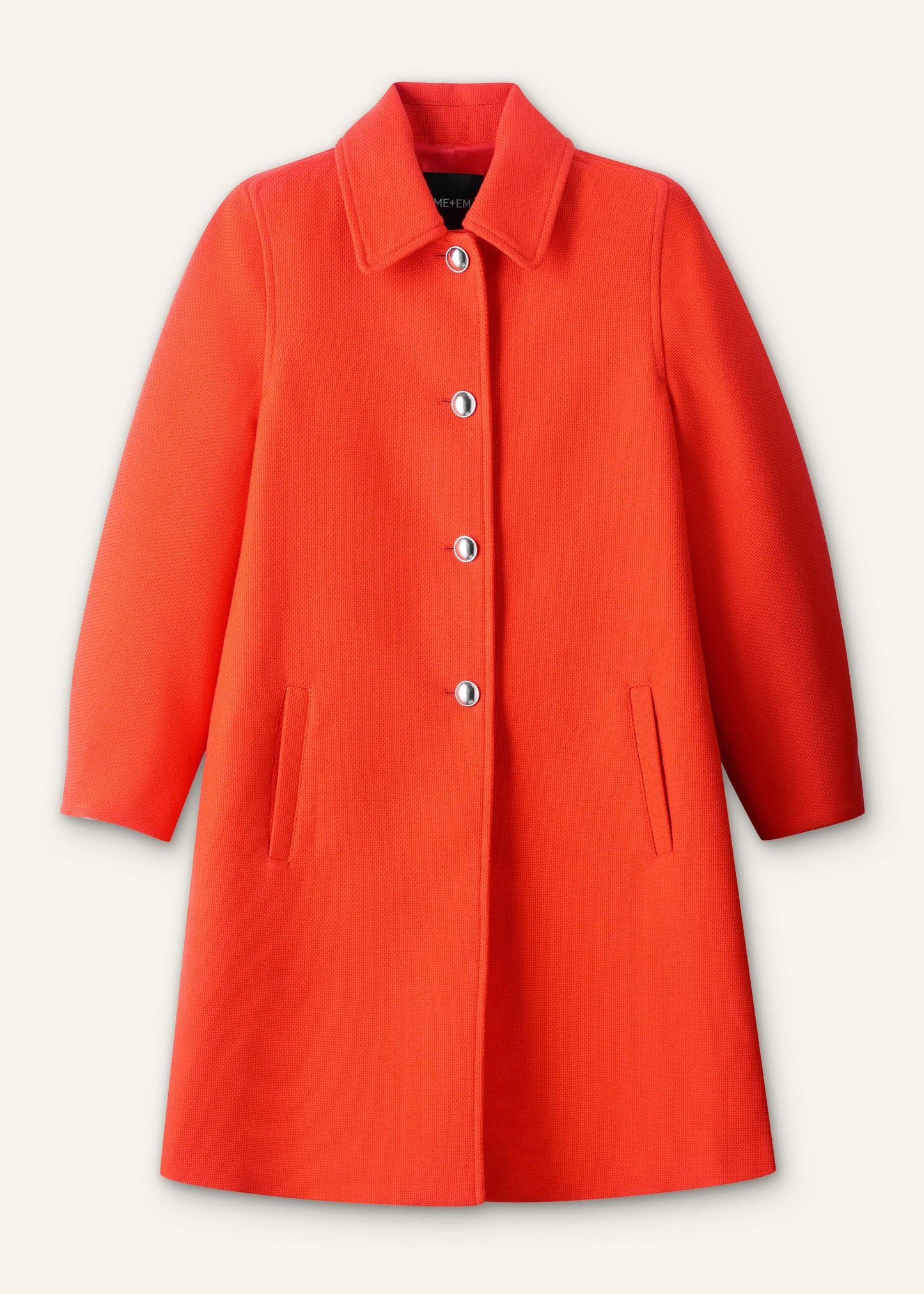 ME and EM Clothing Orange Sculptural Sleeve Swing Coat