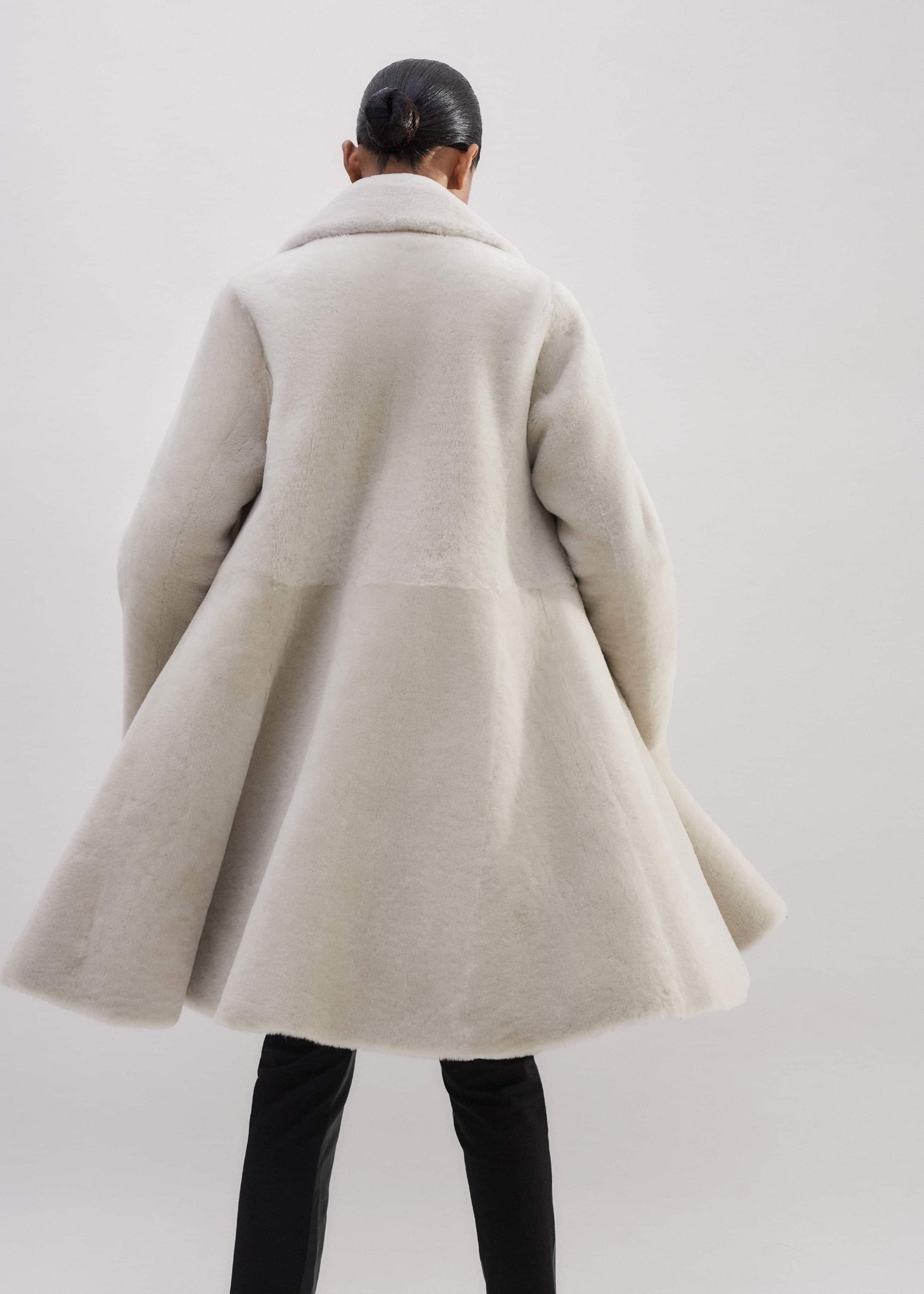 ME and EM Clothing Natural Luxe Shearling Leather-Mix Swing Coat