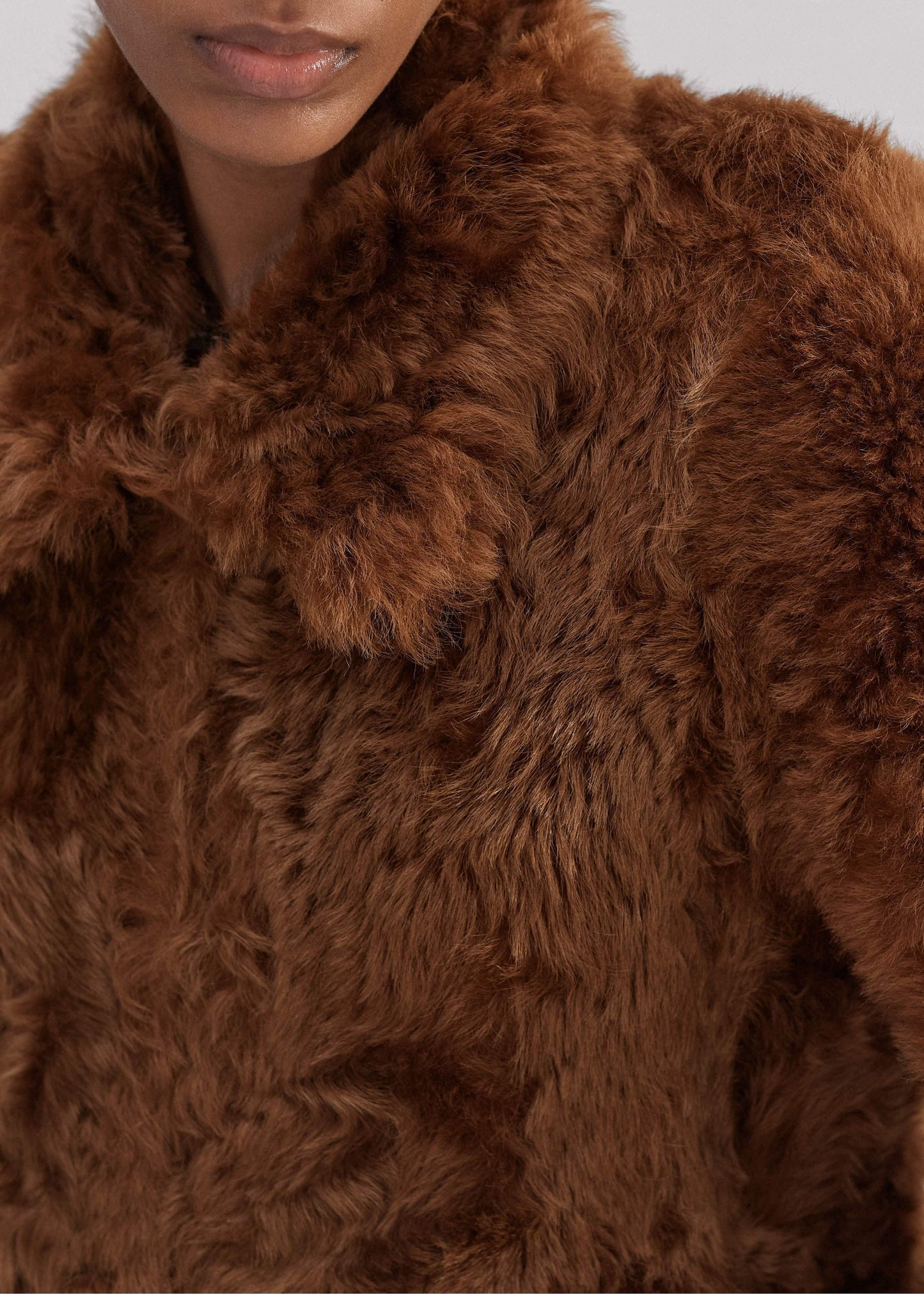 ME and EM Clothing Brown Luxe Shearling Swing Coat