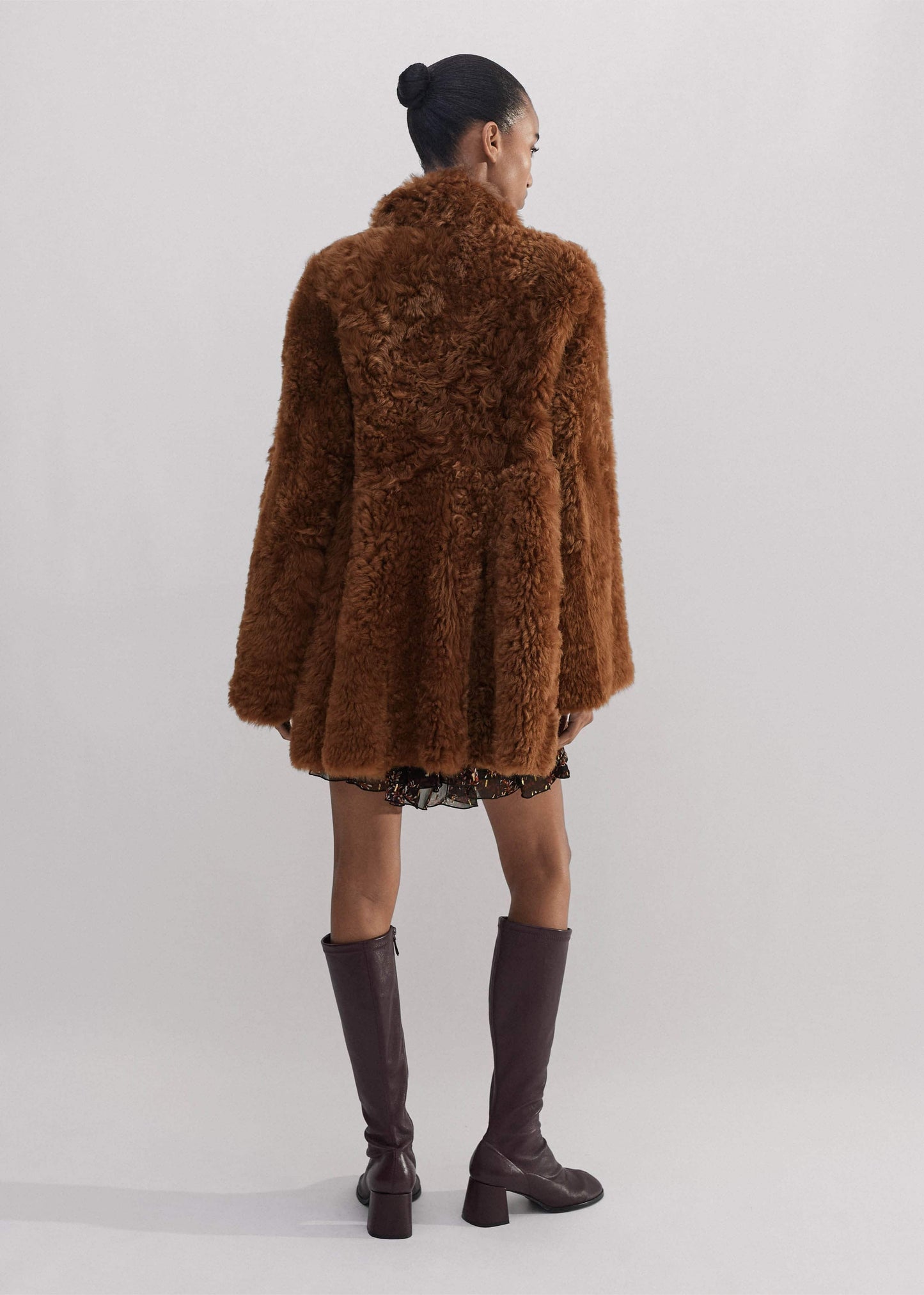 ME and EM Clothing Brown Luxe Shearling Swing Coat