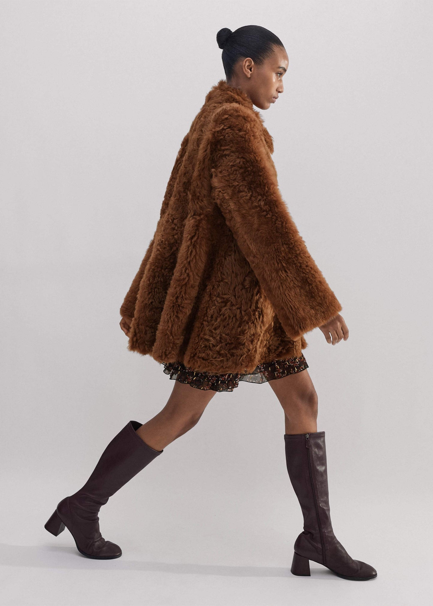 ME and EM Clothing Brown Luxe Shearling Swing Coat