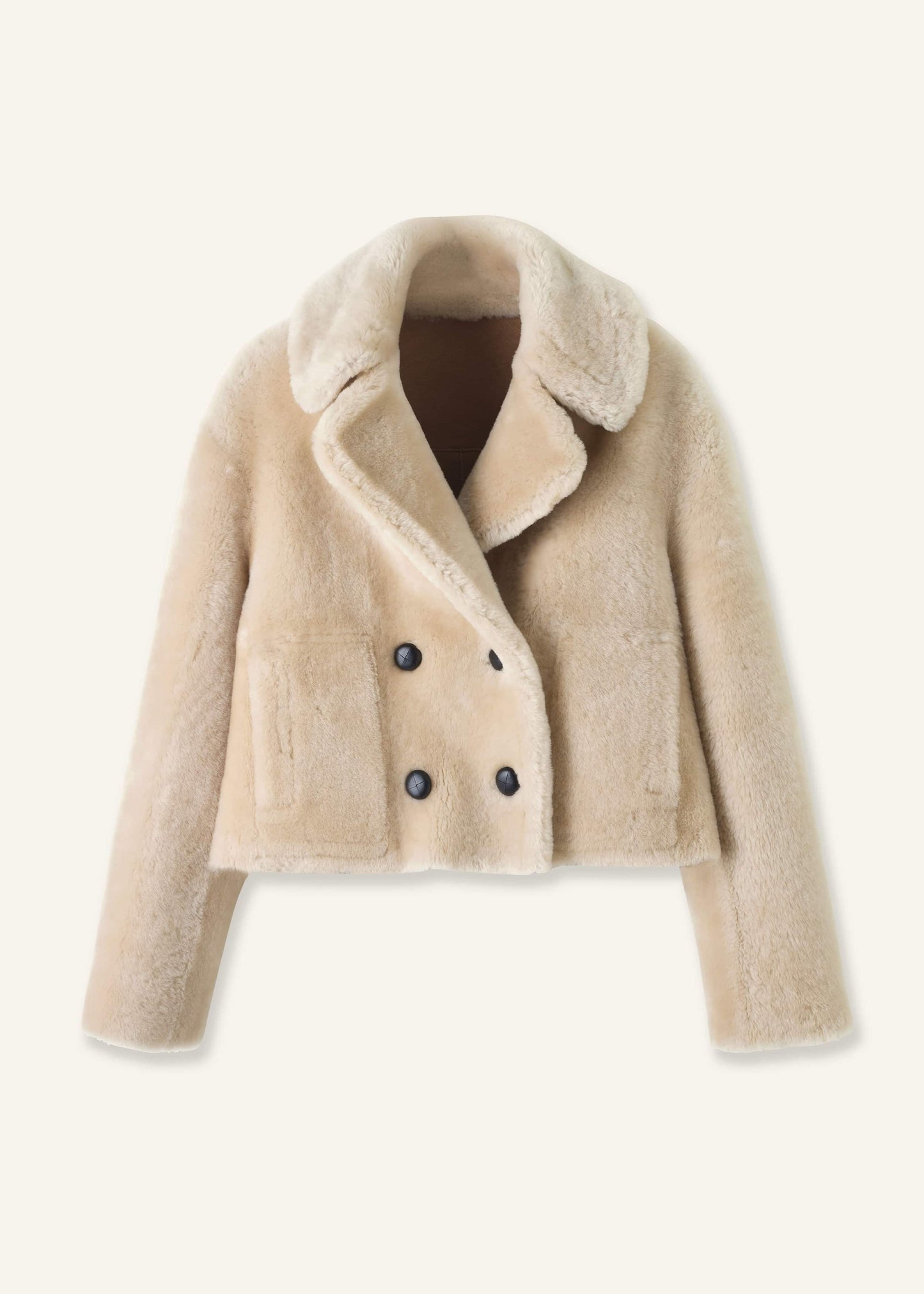 ME and EM Clothing Cream Luxe Short Shearling Coat | Shearling Coats