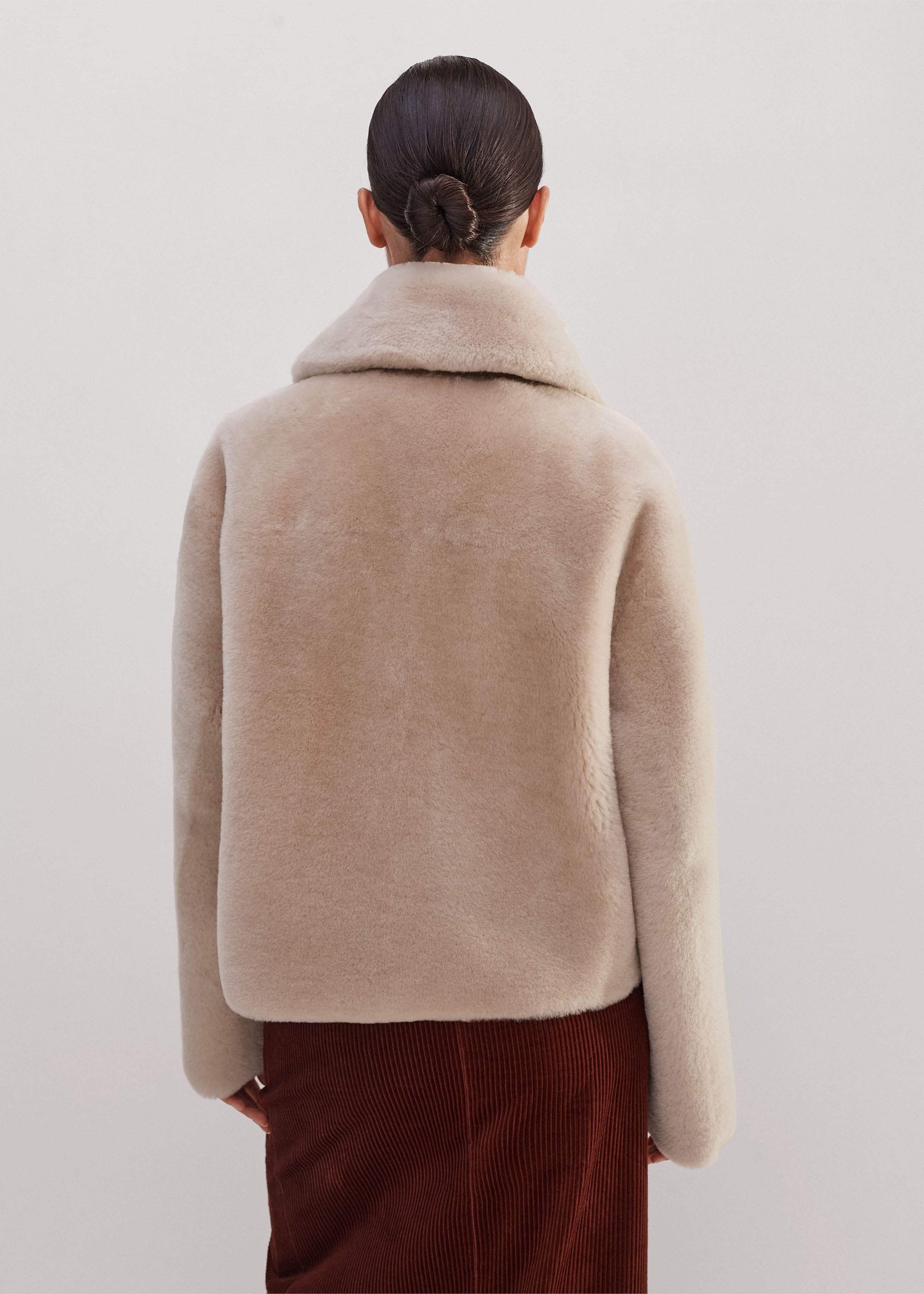 ME and EM Clothing Cream Luxe Short Shearling Coat | Shearling Coats