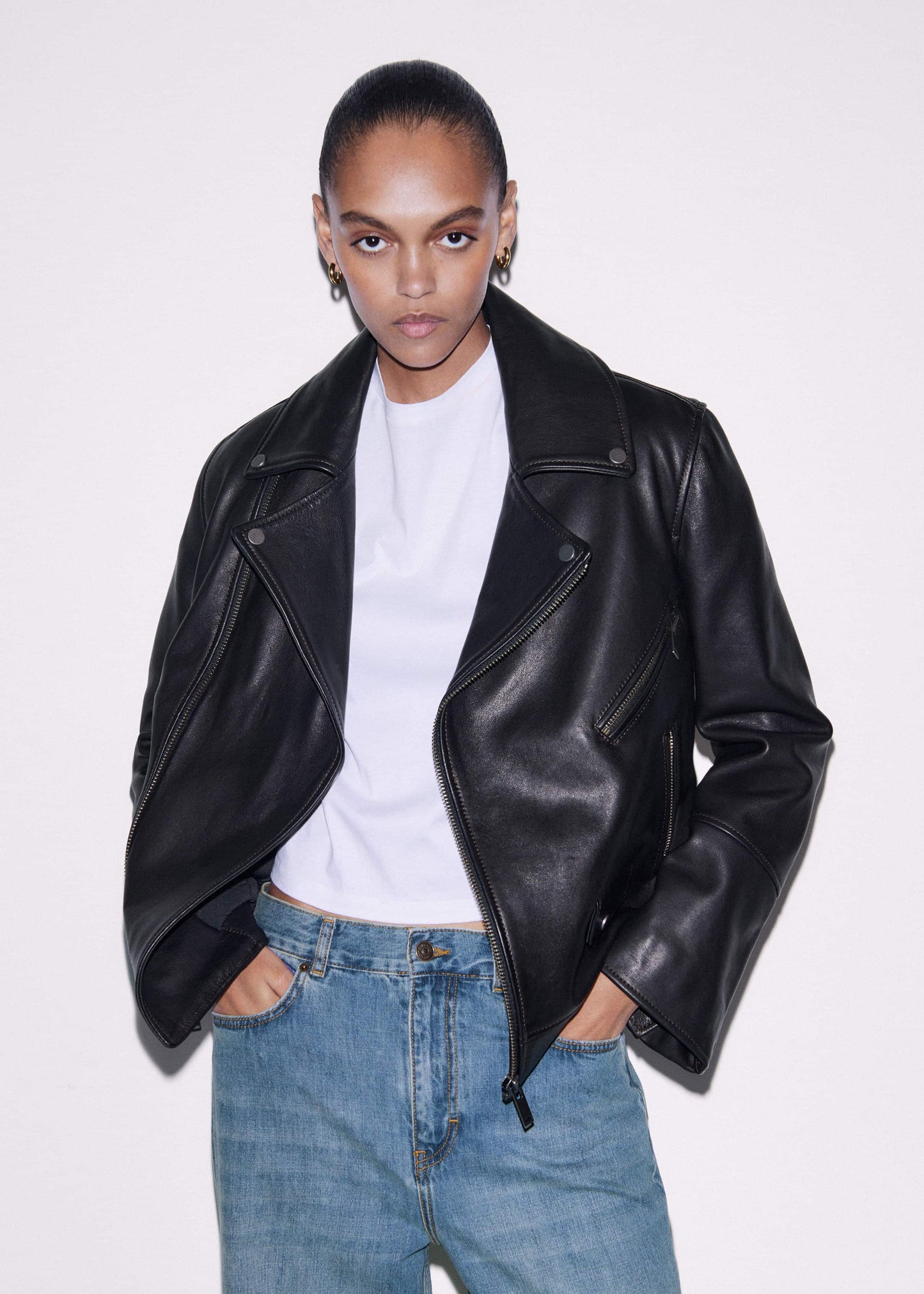 ME and EM Clothing Black Authentic Leather Biker Jacket