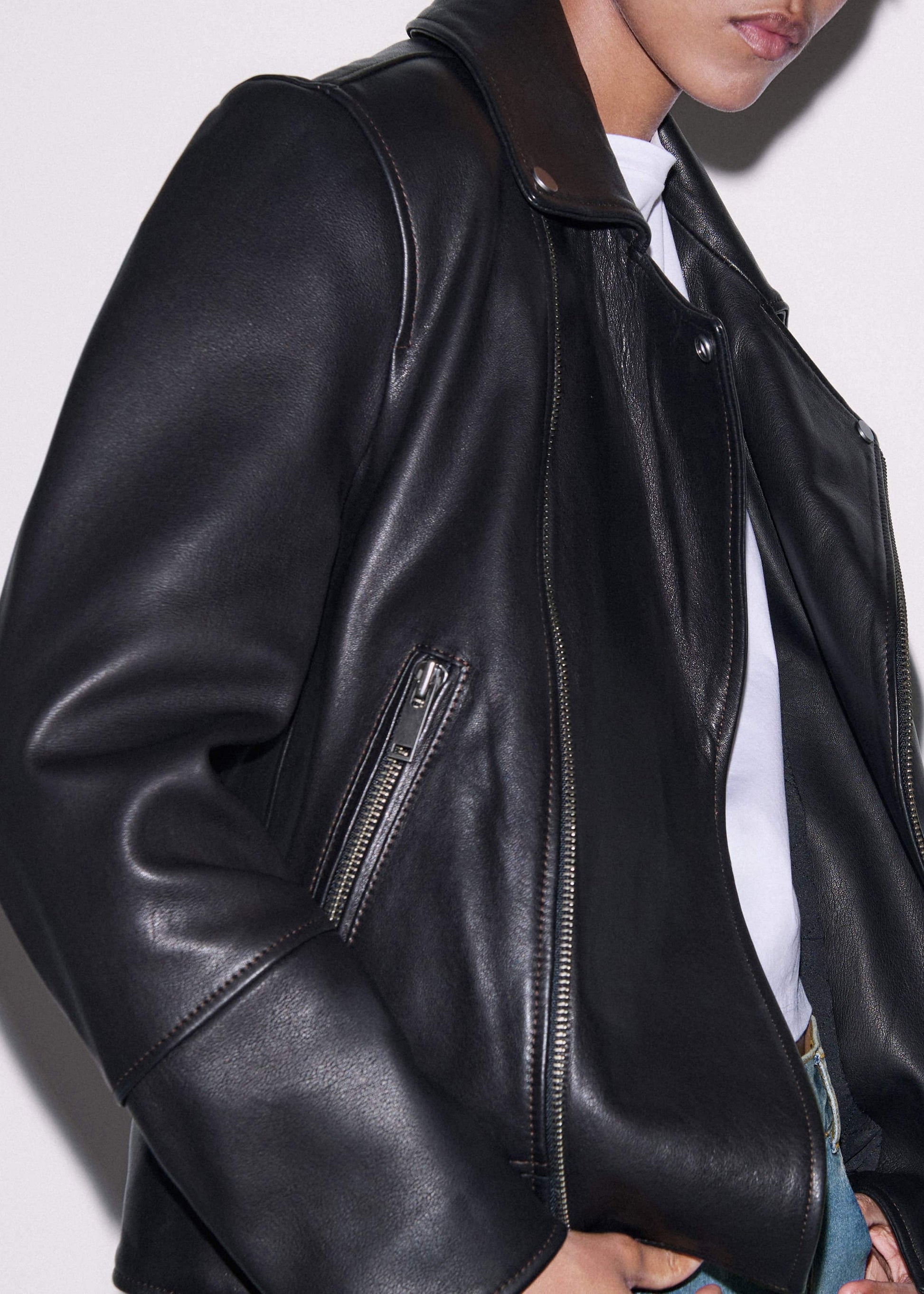 ME and EM Clothing Black Authentic Leather Biker Jacket