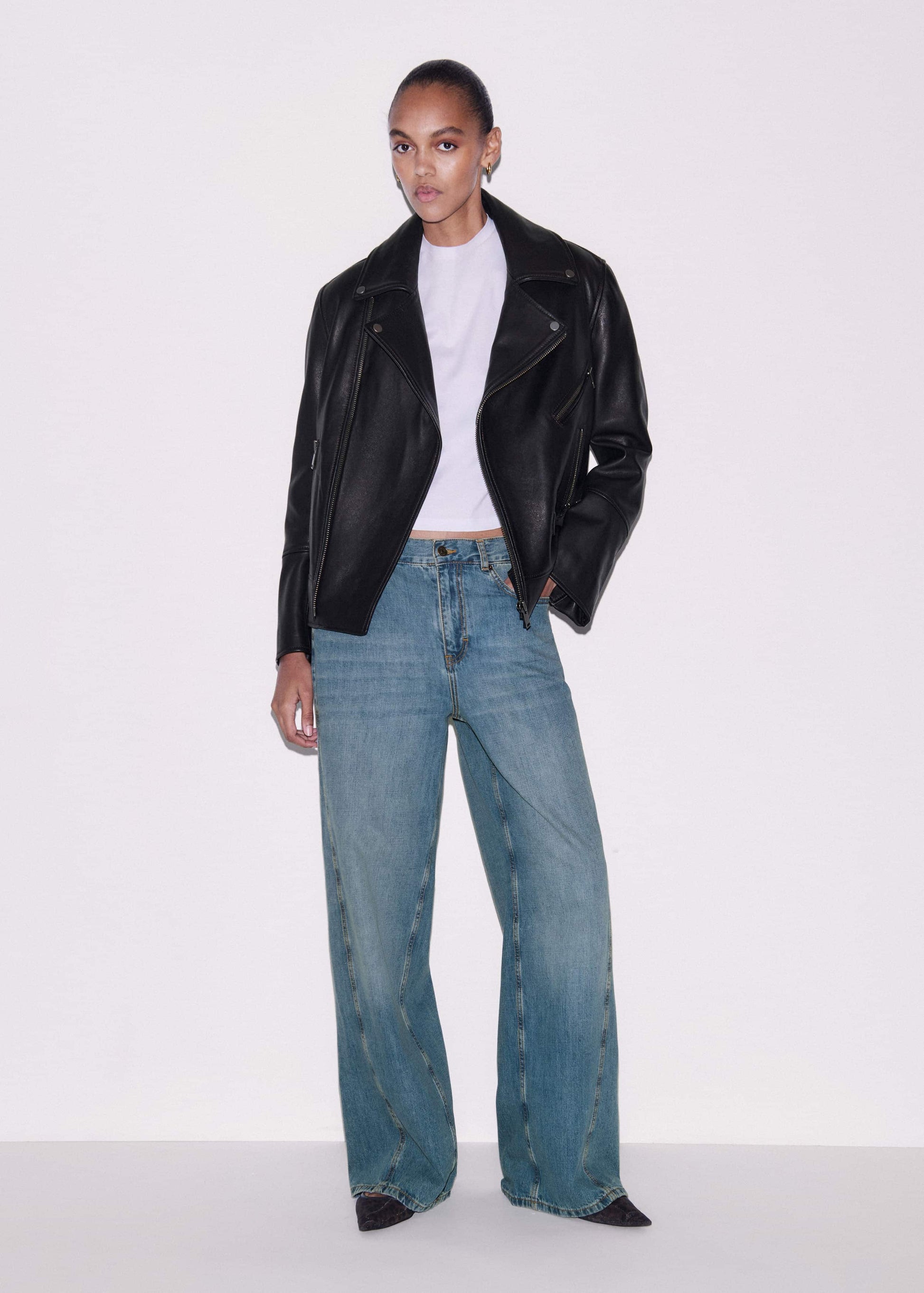 ME and EM Clothing Black Authentic Leather Biker Jacket