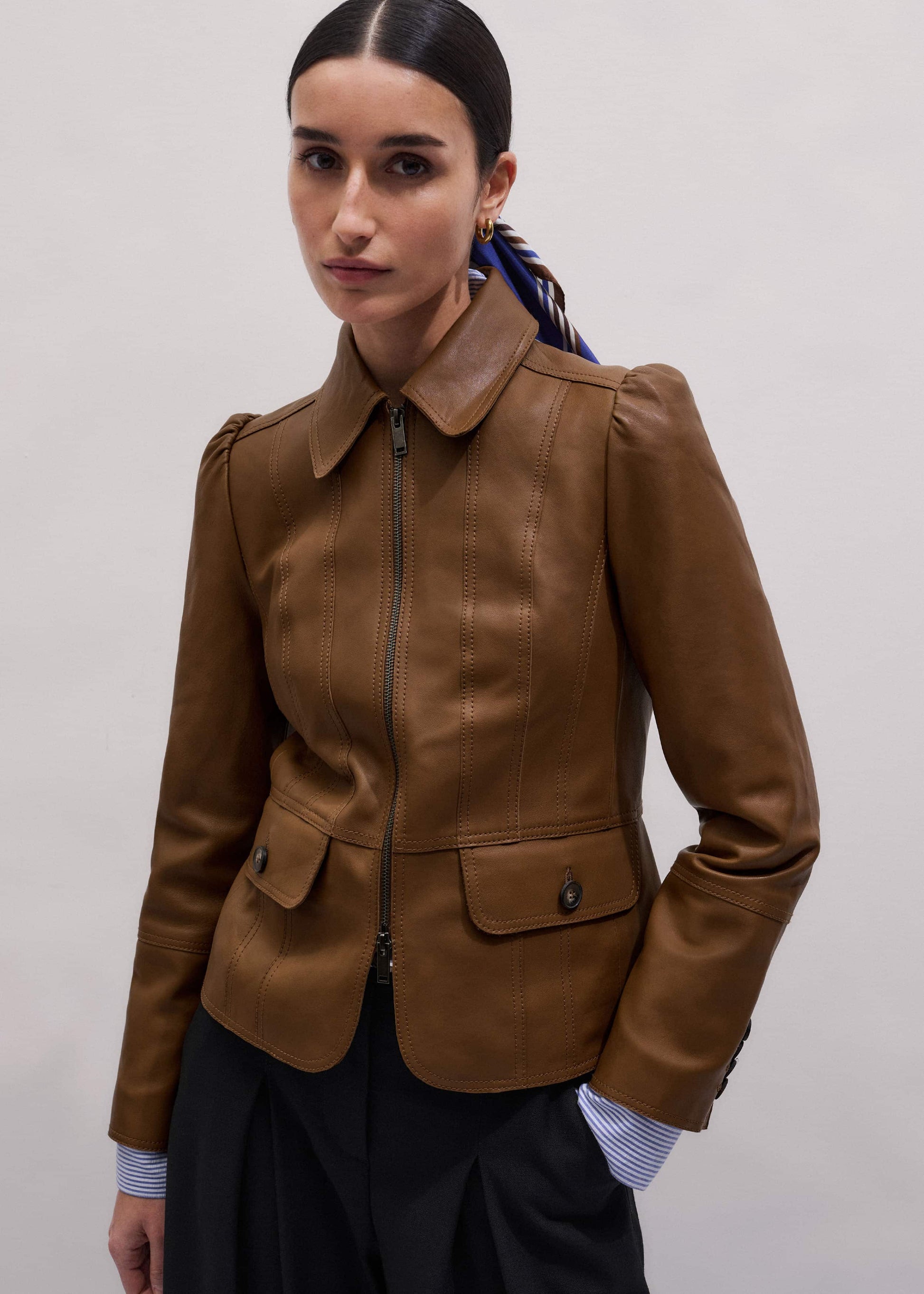 ME and EM Clothing Brown Slim Fit Feminine Utility Jacket