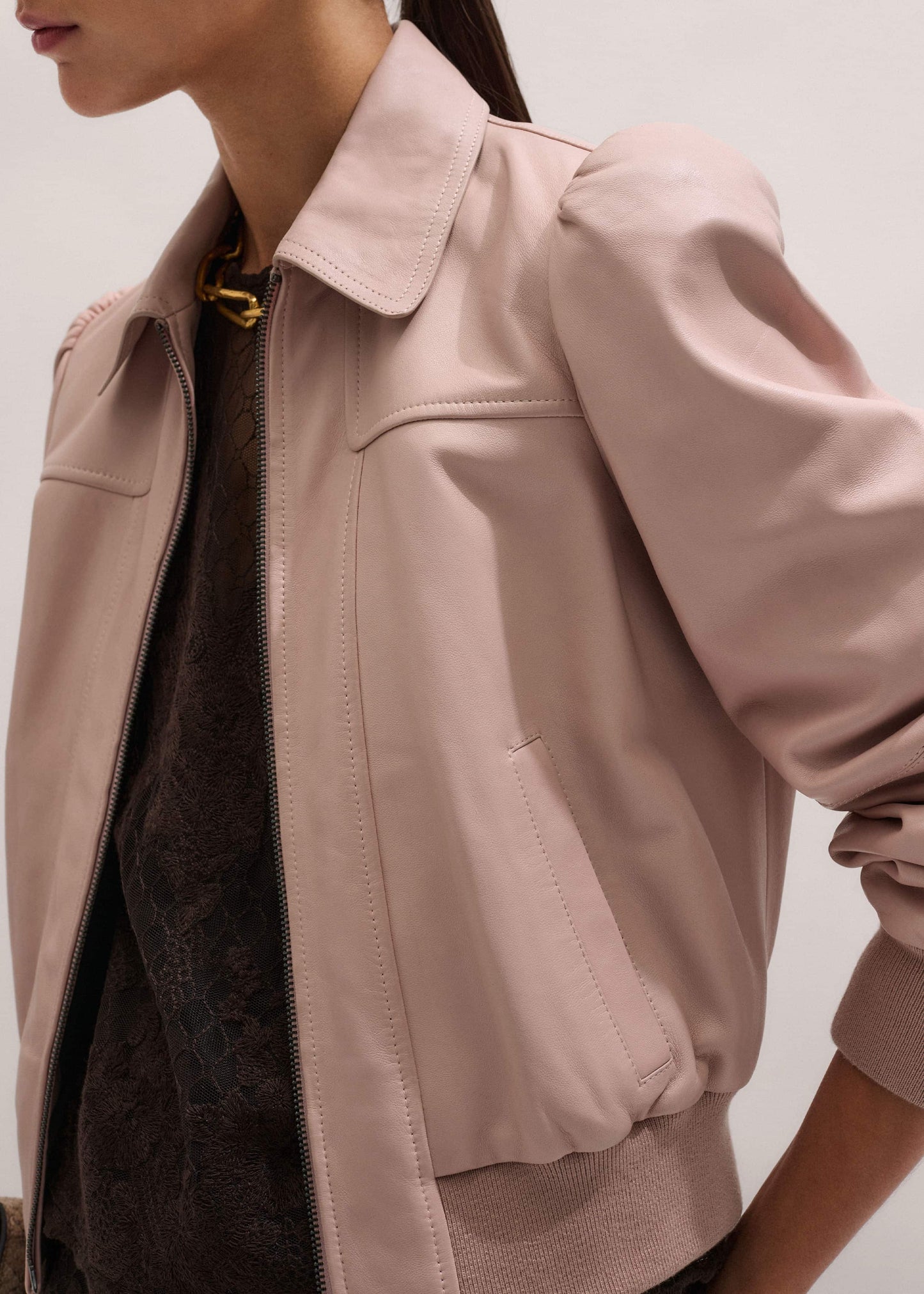 ME and EM Clothing Pink Luxe Feminine Bomber Jacket