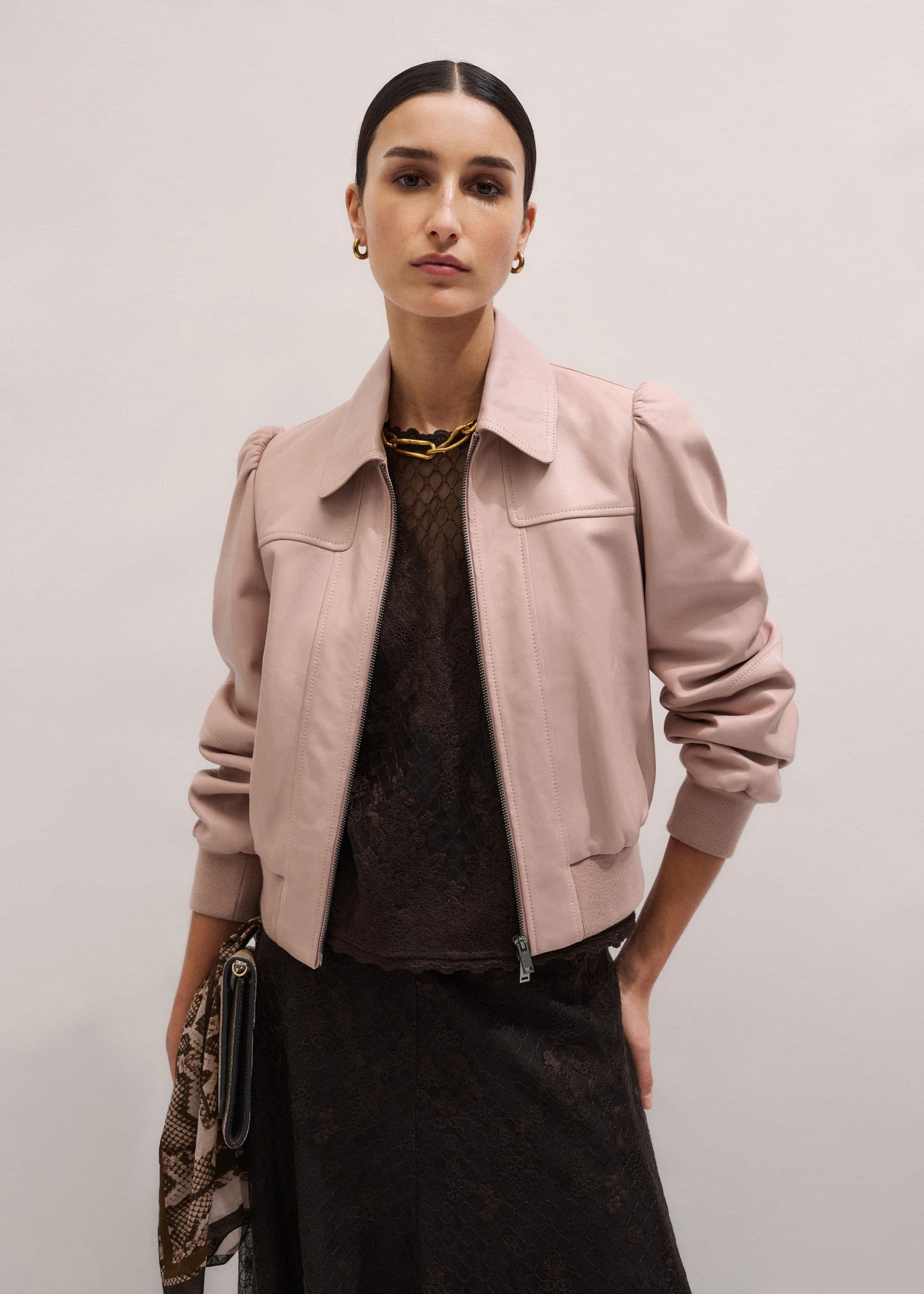 ME and EM Clothing Pink Luxe Feminine Bomber Jacket
