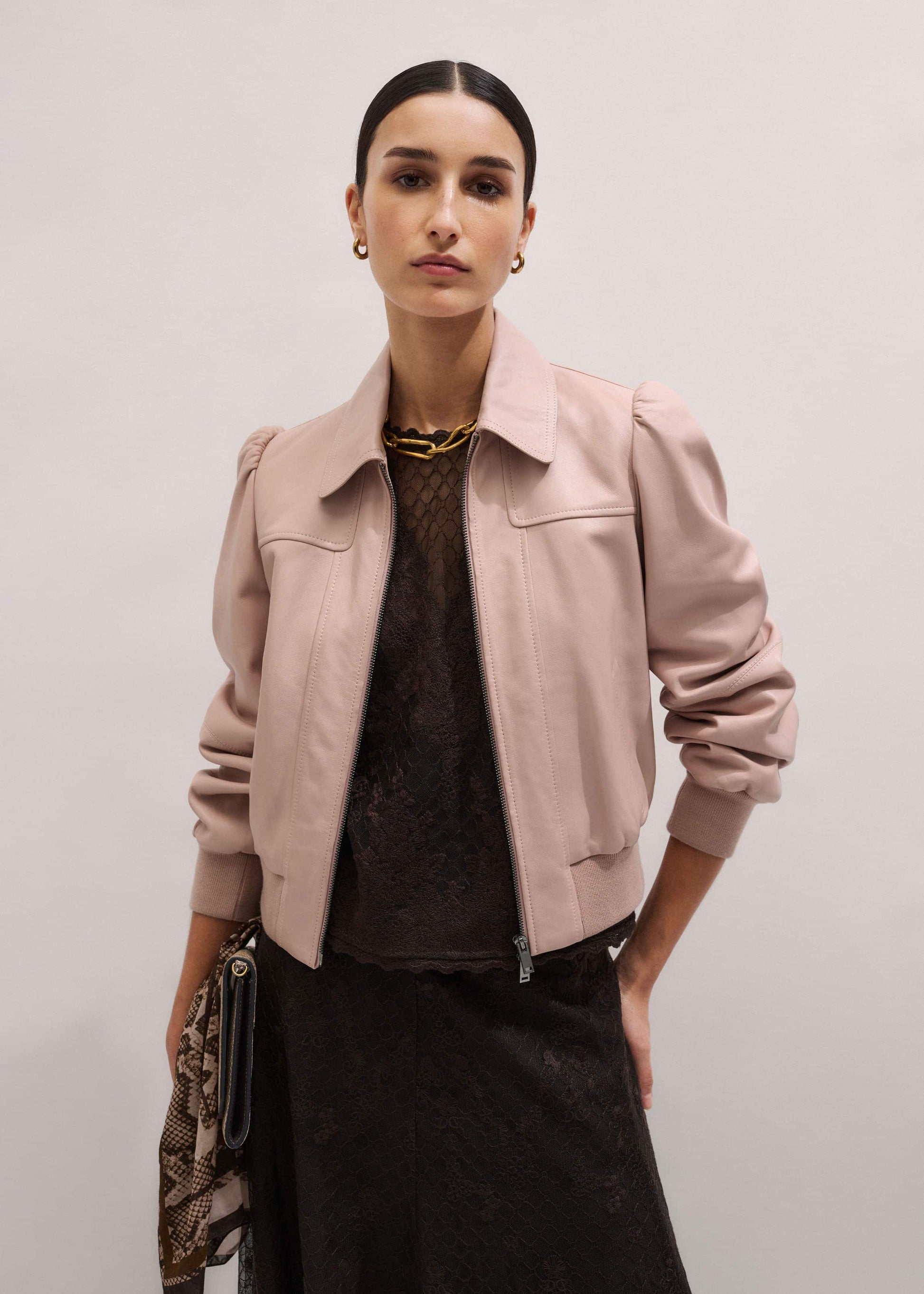 ME and EM Clothing Pink Luxe Feminine Bomber Jacket