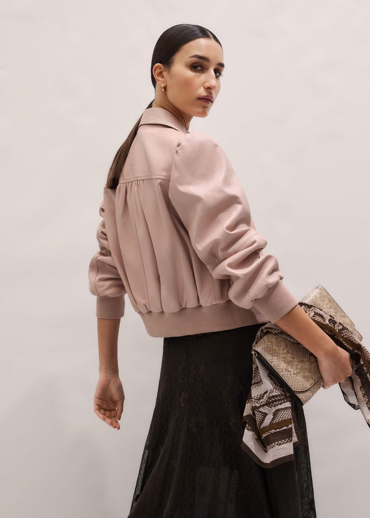 ME and EM Clothing Pink Luxe Feminine Bomber Jacket