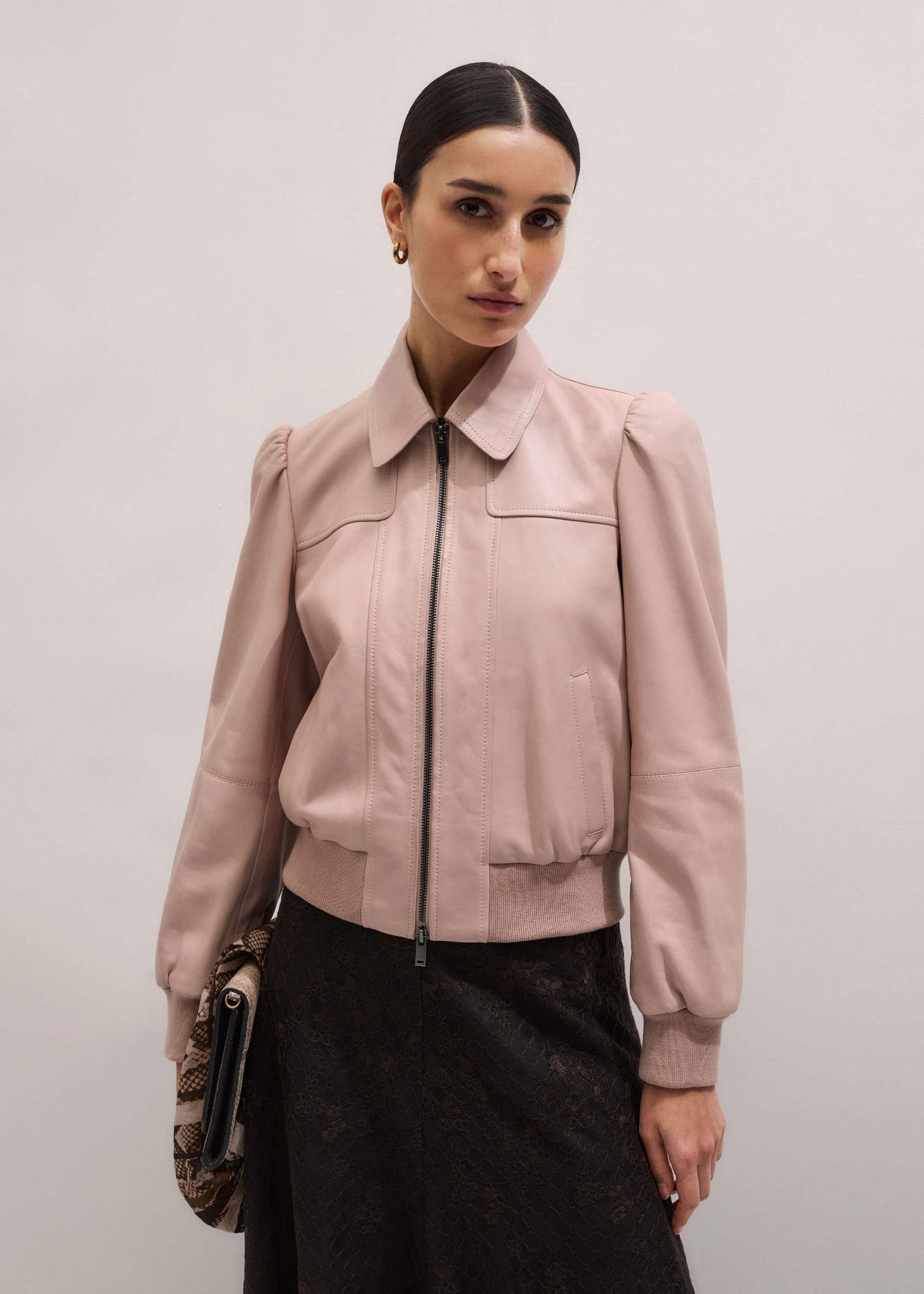 ME and EM Clothing Pink Luxe Feminine Bomber Jacket