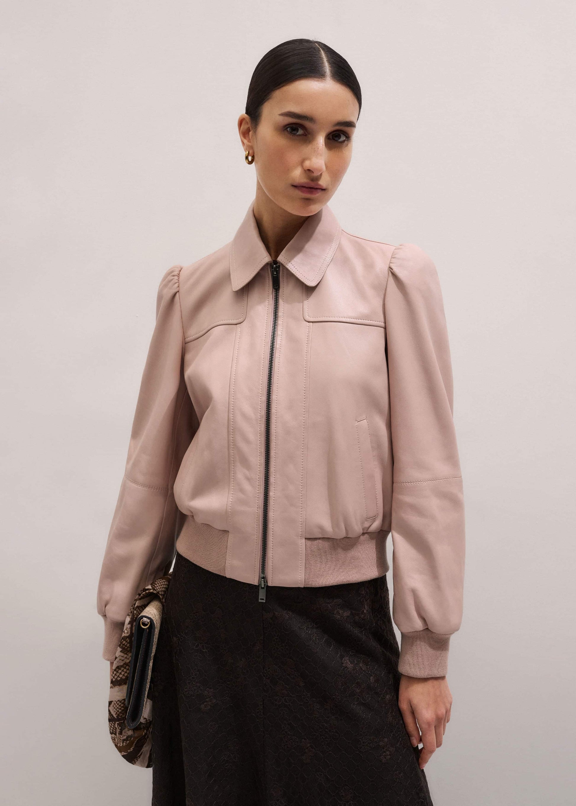 ME and EM Clothing Pink Luxe Feminine Bomber Jacket