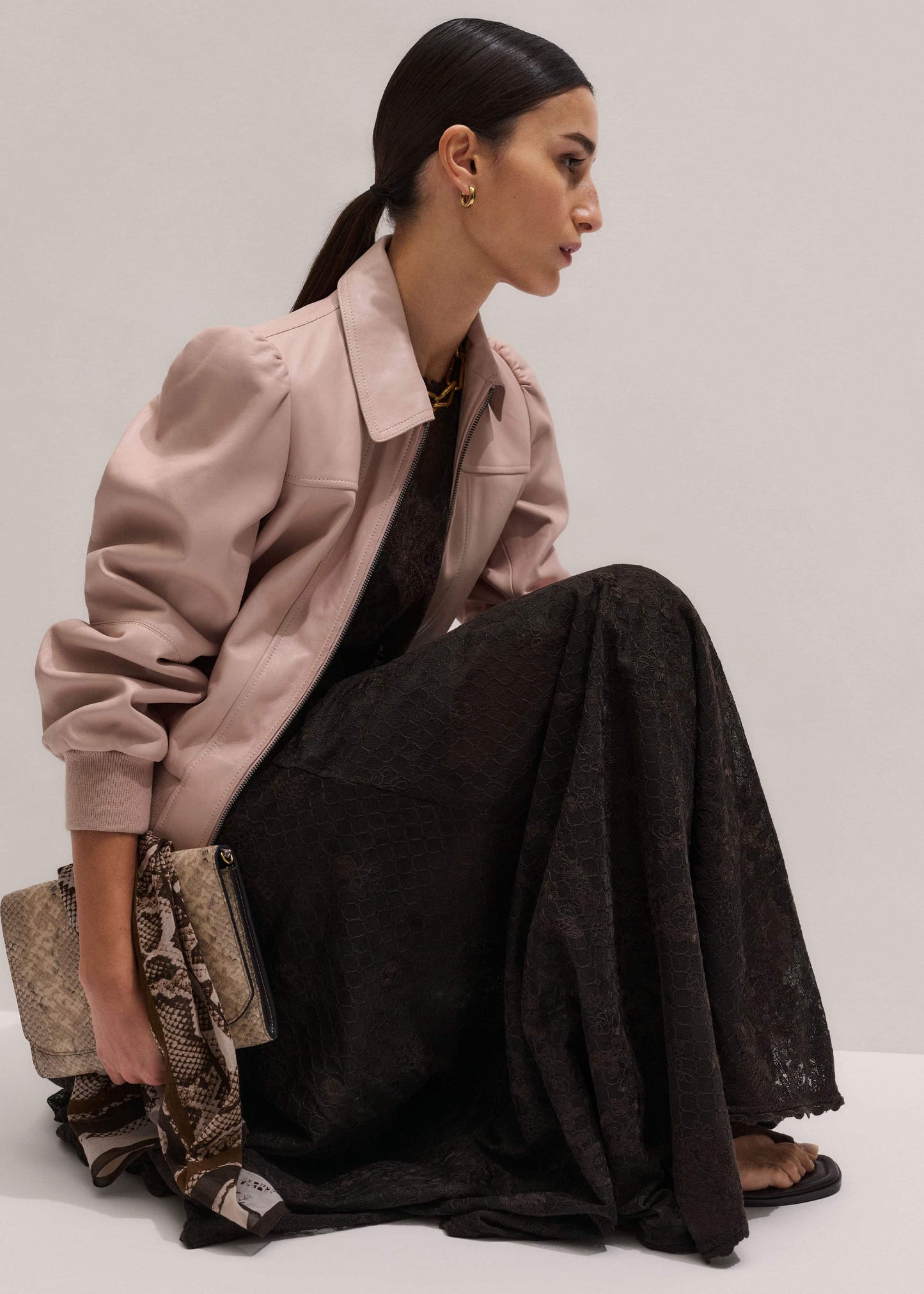 ME and EM Clothing Pink Luxe Feminine Bomber Jacket