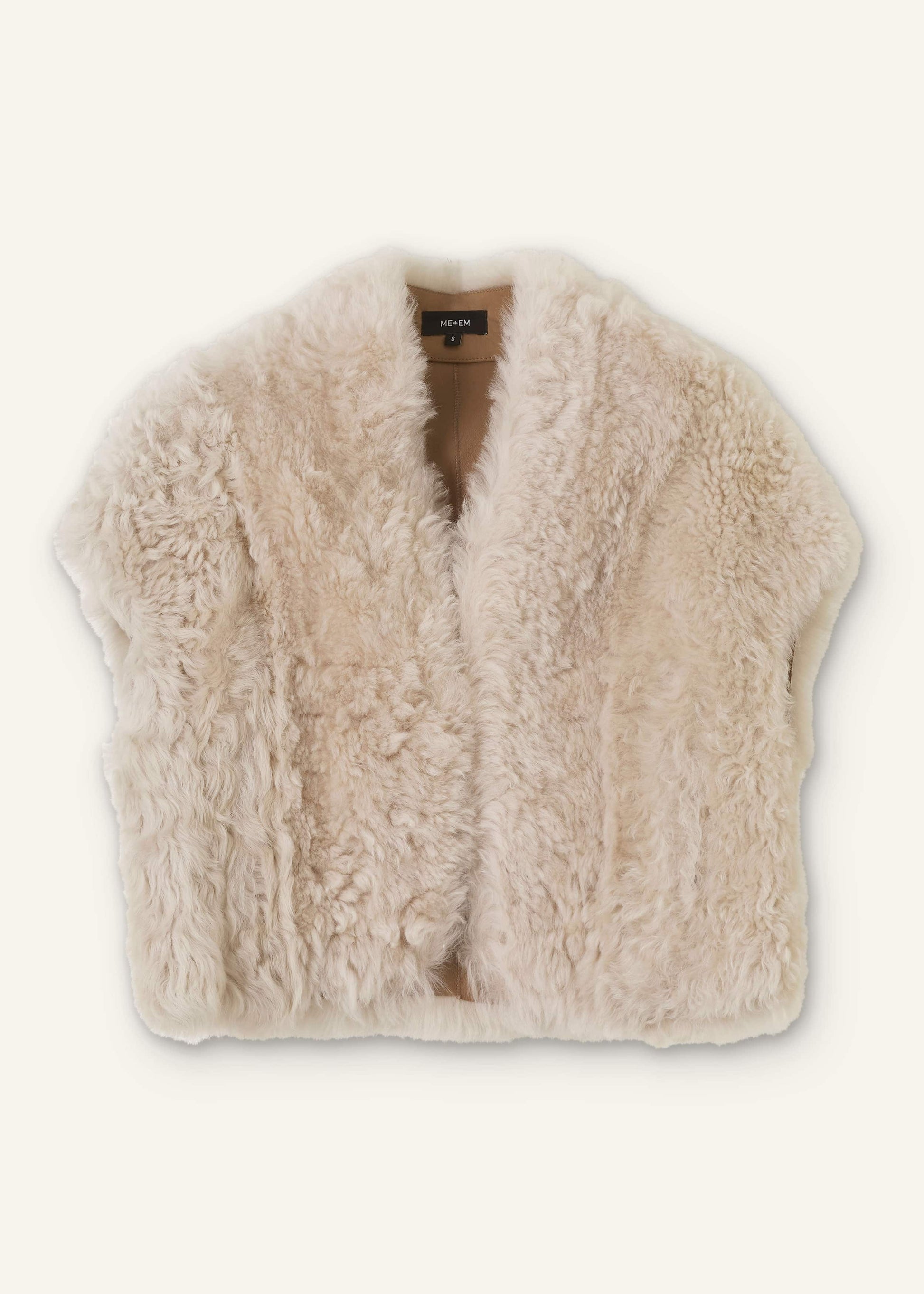 ME and EM Clothing Cream Shearling Evening Layering Shrug