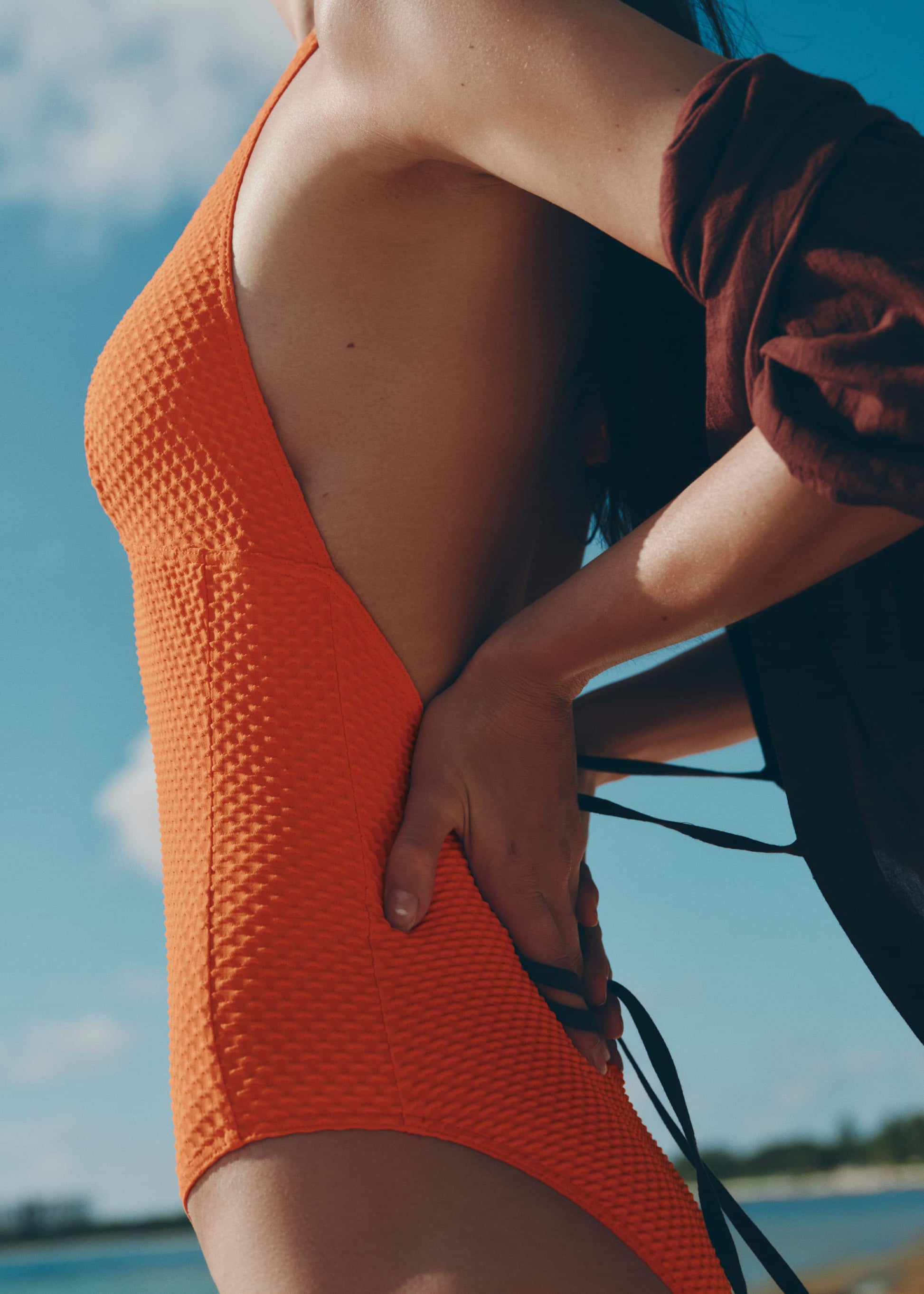 ME and EM Clothing Orange Halterneck Swimsuit