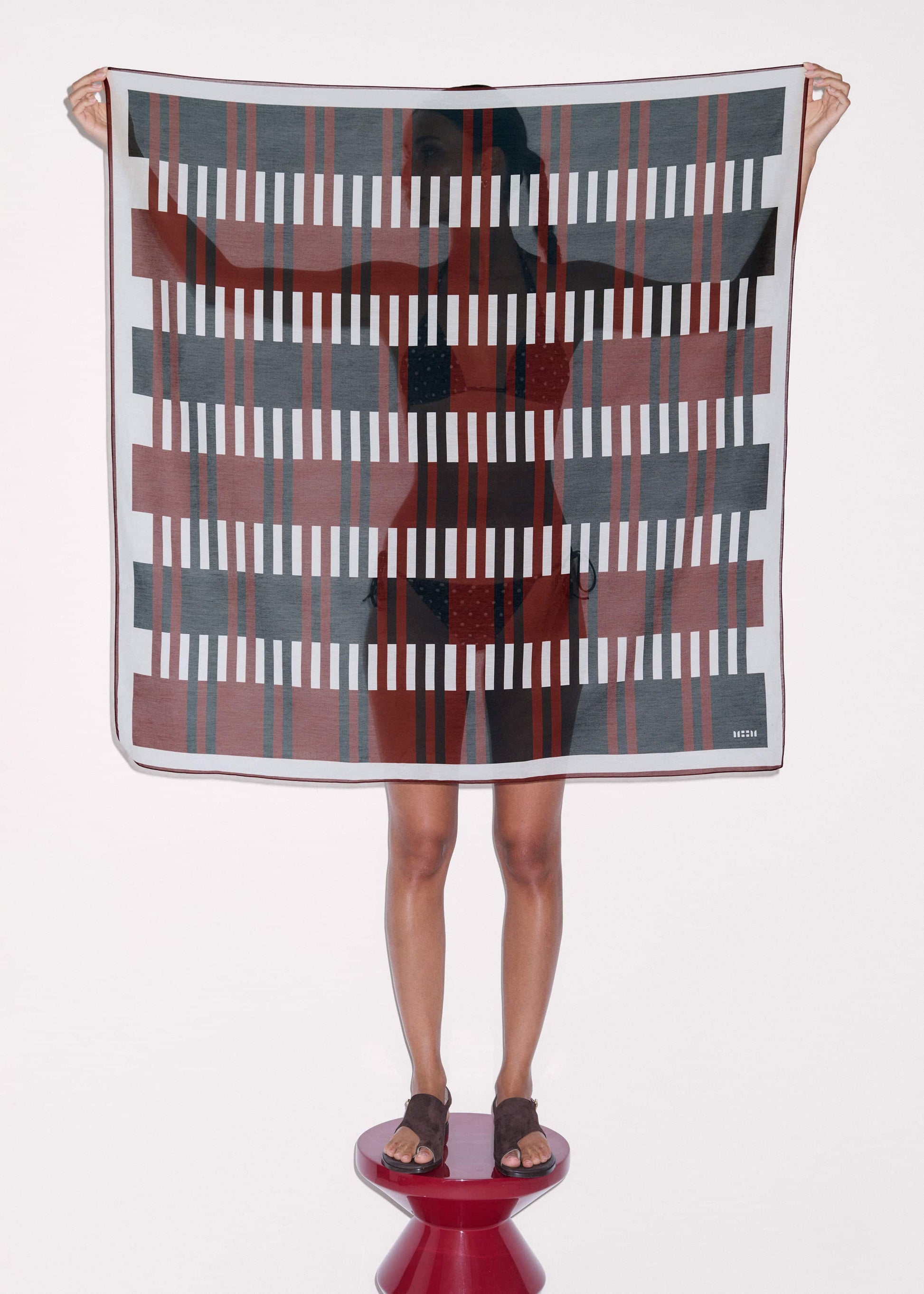 ME and EM Clothing|Accessories Cinnamon Brown Stripe Summer Scarf