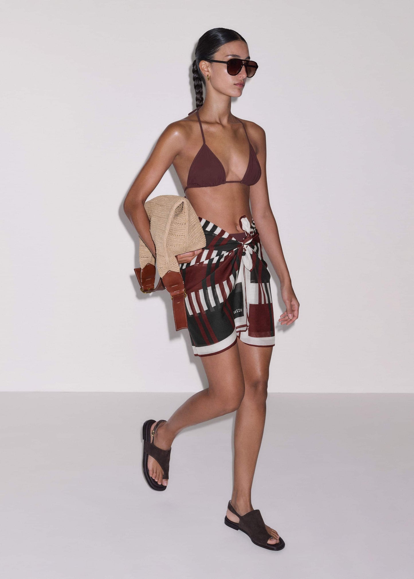ME and EM Clothing|Accessories Cinnamon Brown Stripe Summer Scarf