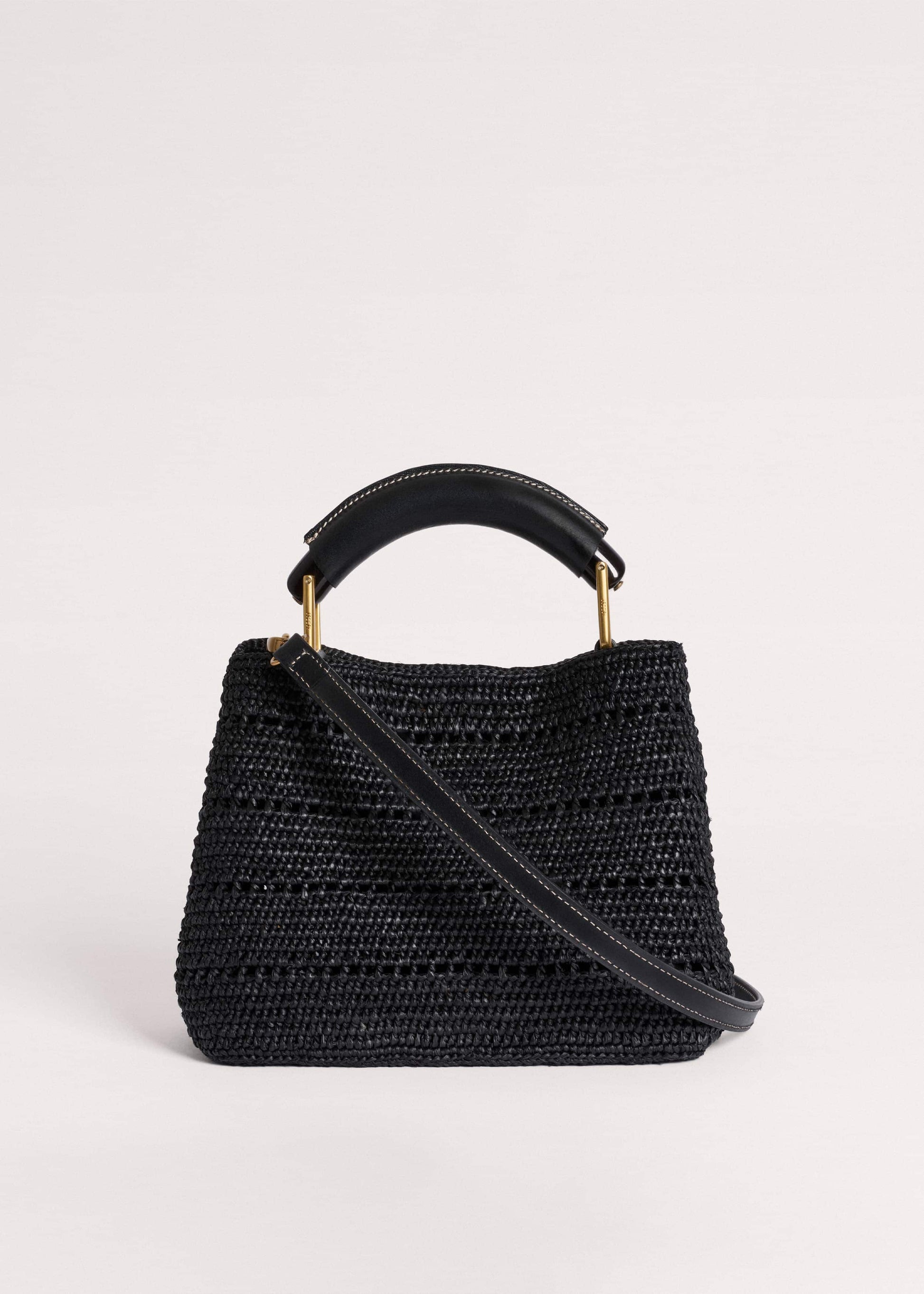 ME and EM Clothing|Accessories Black Raffia Mini Day Bag