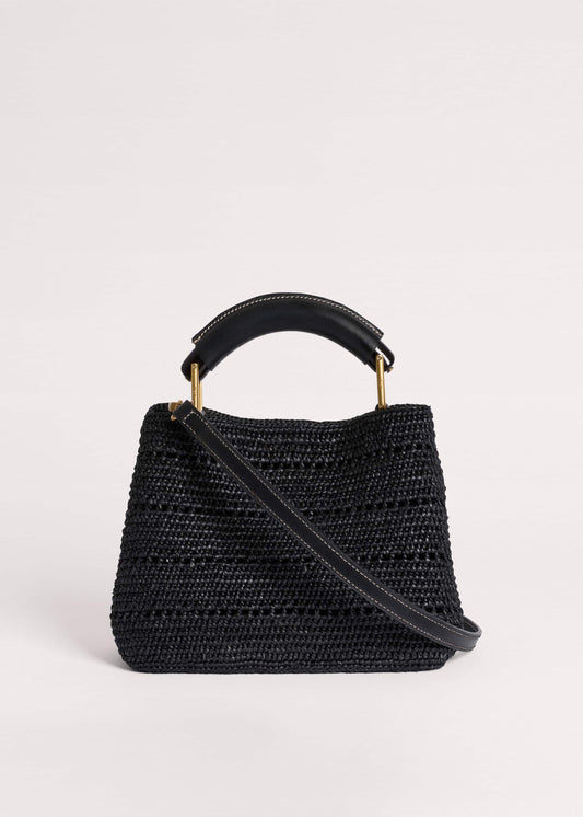 ME and EM Clothing|Accessories Black Raffia Mini Day Bag
