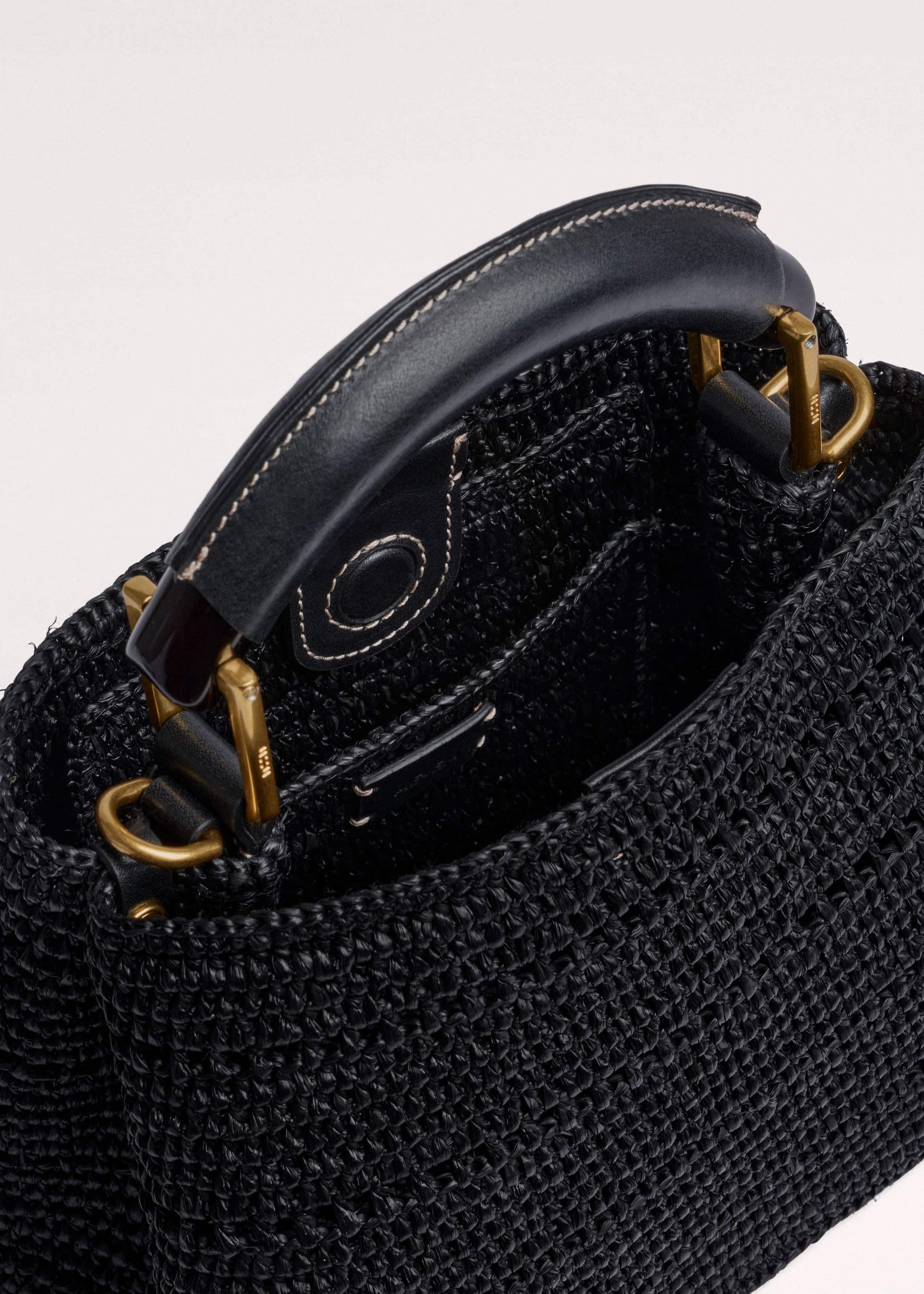 ME and EM Clothing|Accessories Black Raffia Mini Day Bag