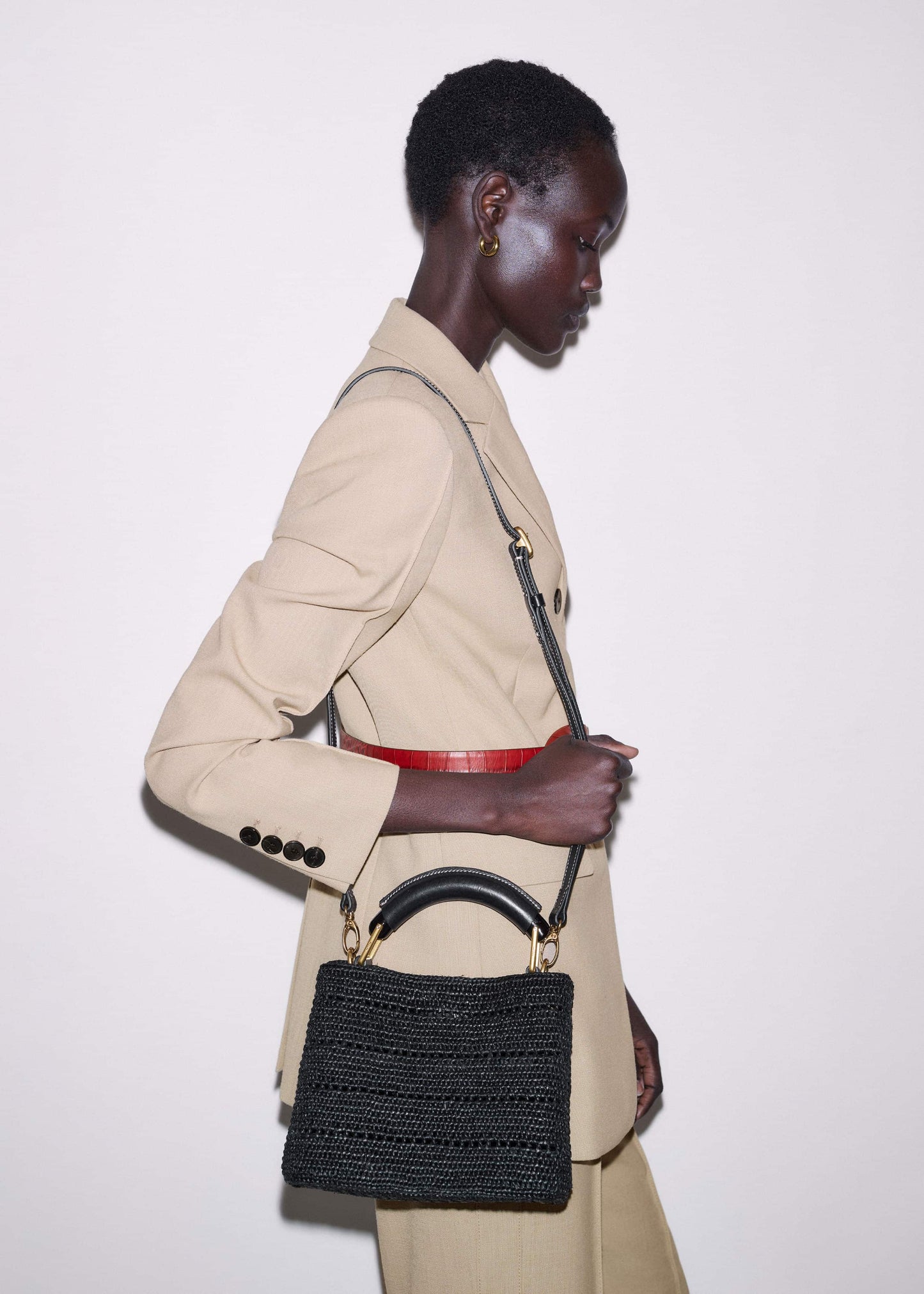 ME and EM Clothing|Accessories Black Raffia Mini Day Bag