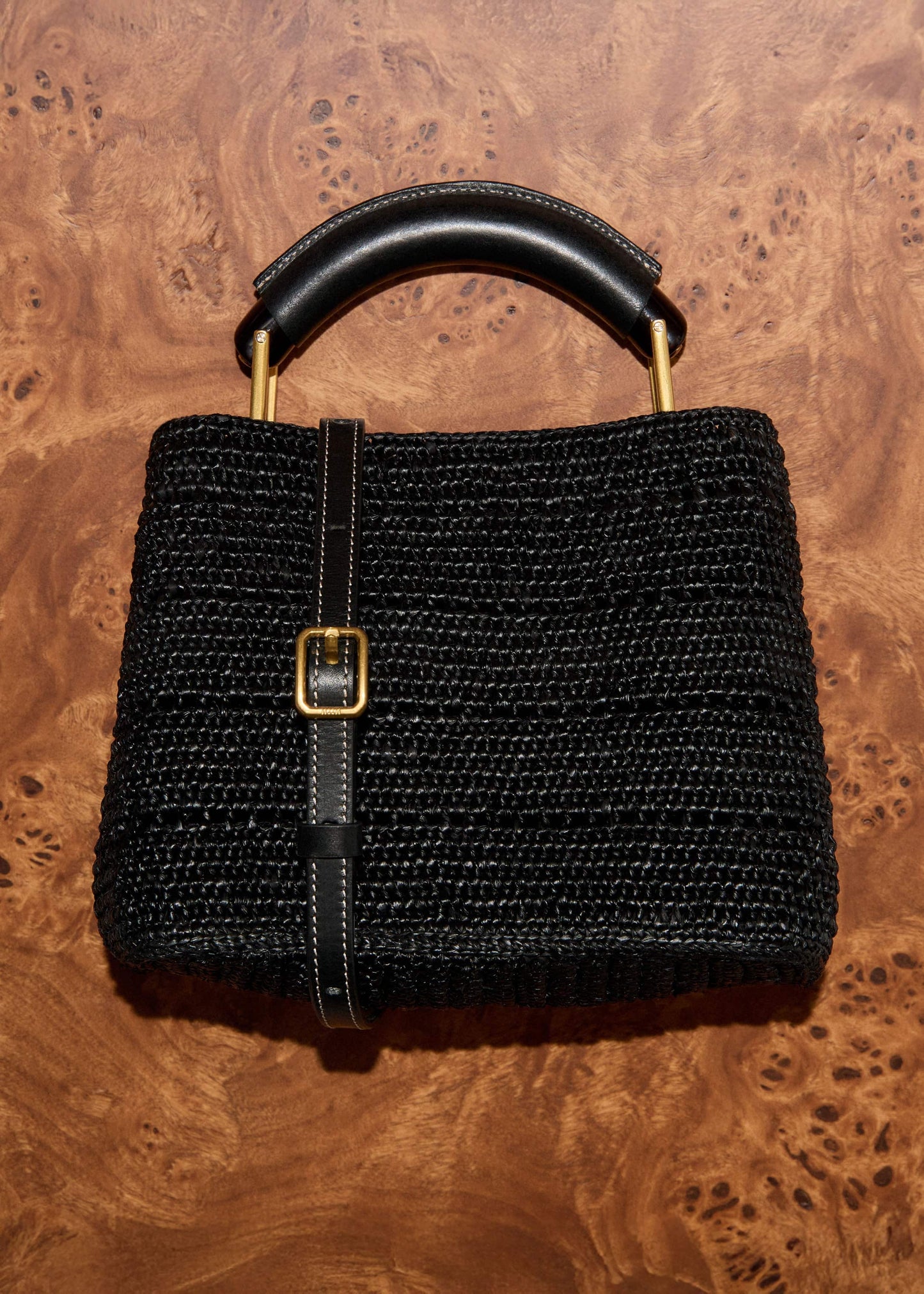 ME and EM Clothing|Accessories Black Raffia Mini Day Bag