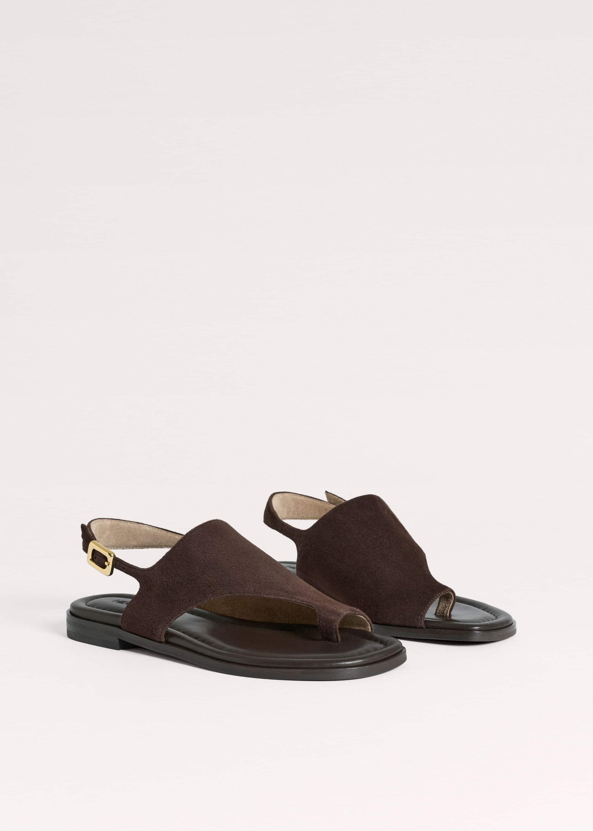 ME and EM Clothing|Accessories Brown Asymmetric Toe Loop Sandal