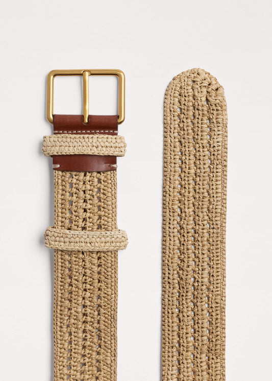 ME and EM Clothing|Accessories Tan Raffia Wide Summer Belt