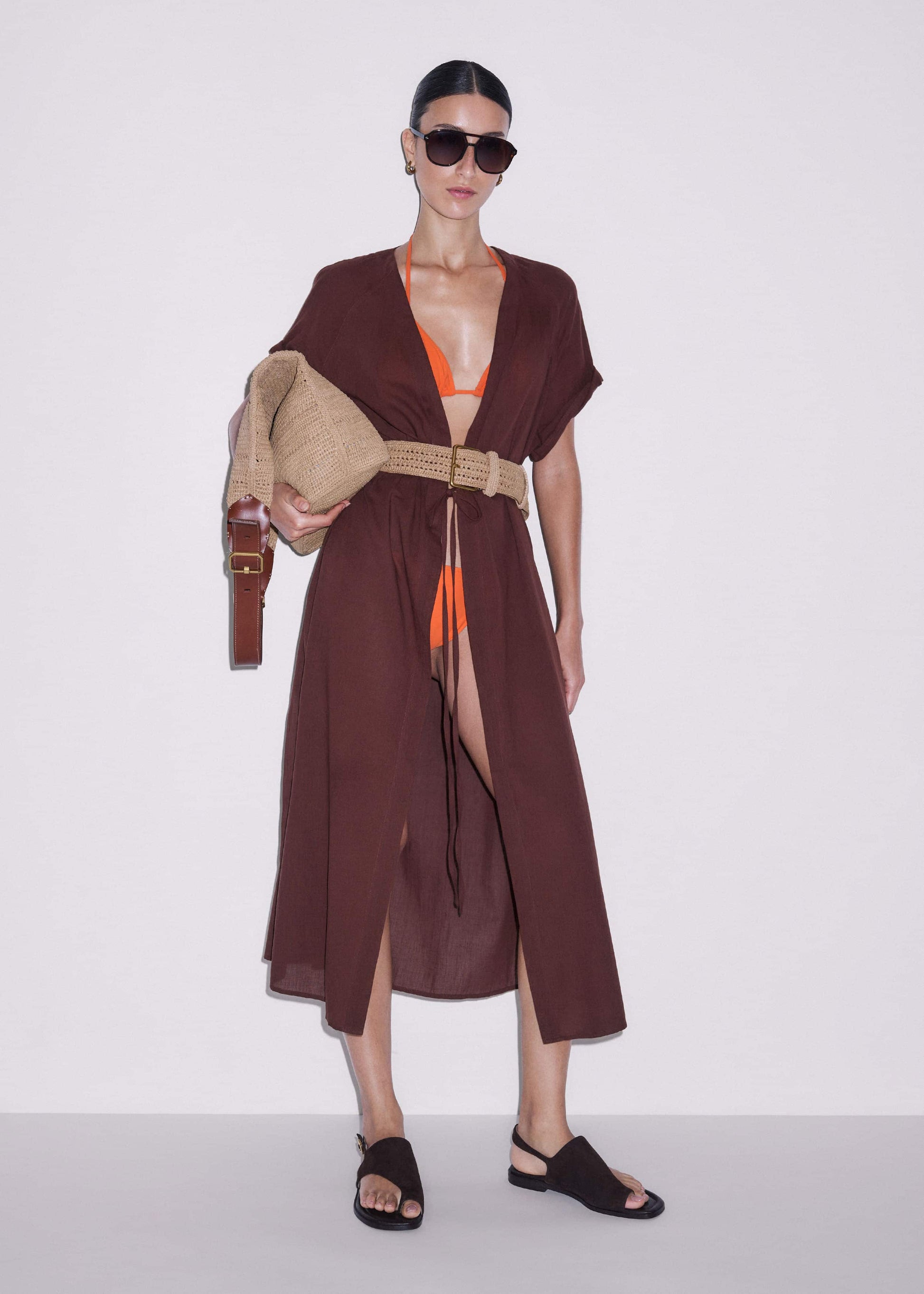 ME and EM Clothing|Accessories Tan Raffia Wide Summer Belt