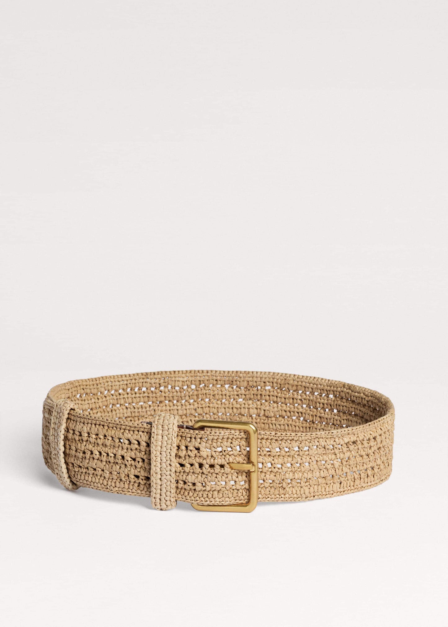 ME and EM Clothing|Accessories Tan Raffia Wide Summer Belt