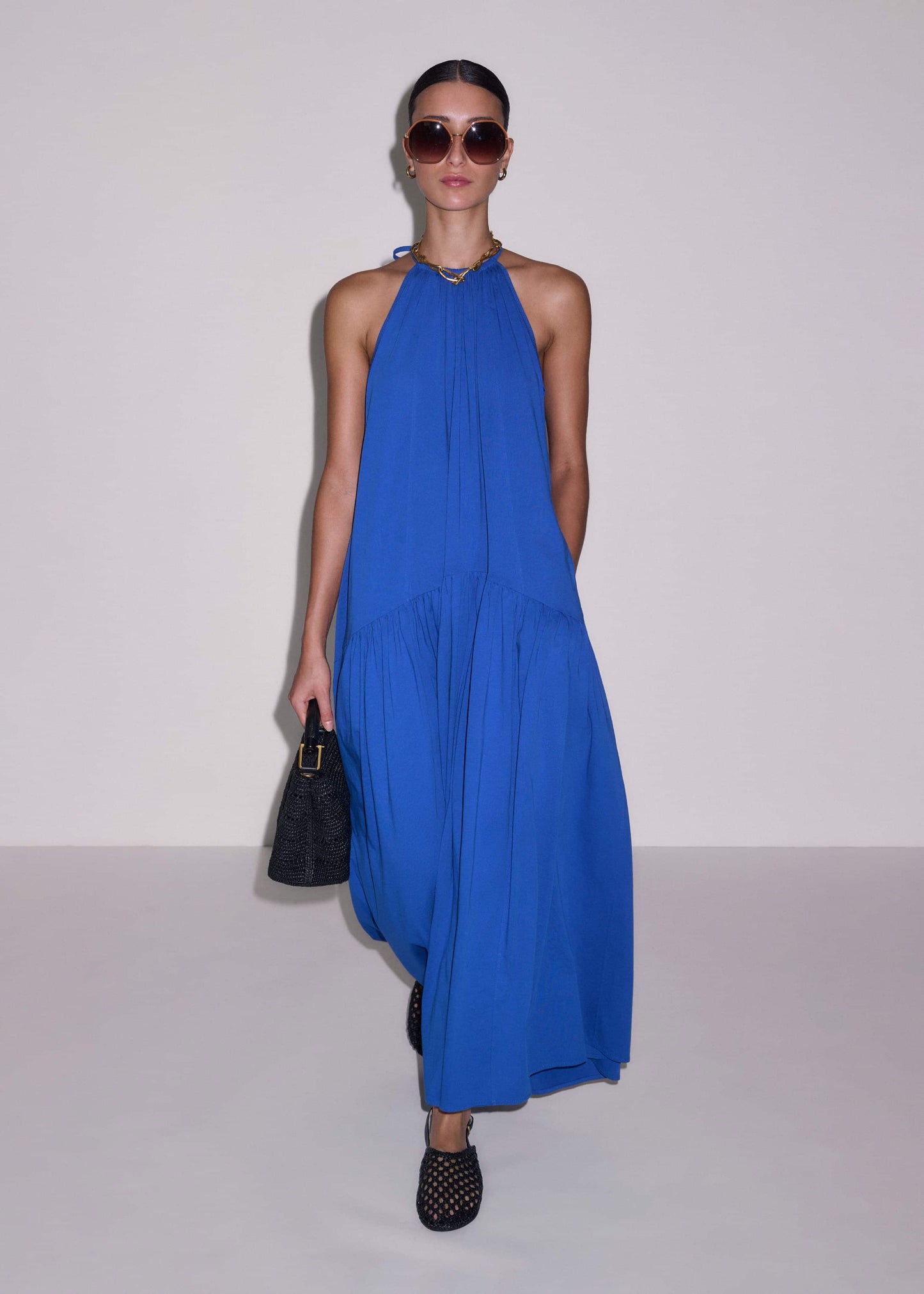 ME and EM Clothing Blue Halterneck Maxi Dress
