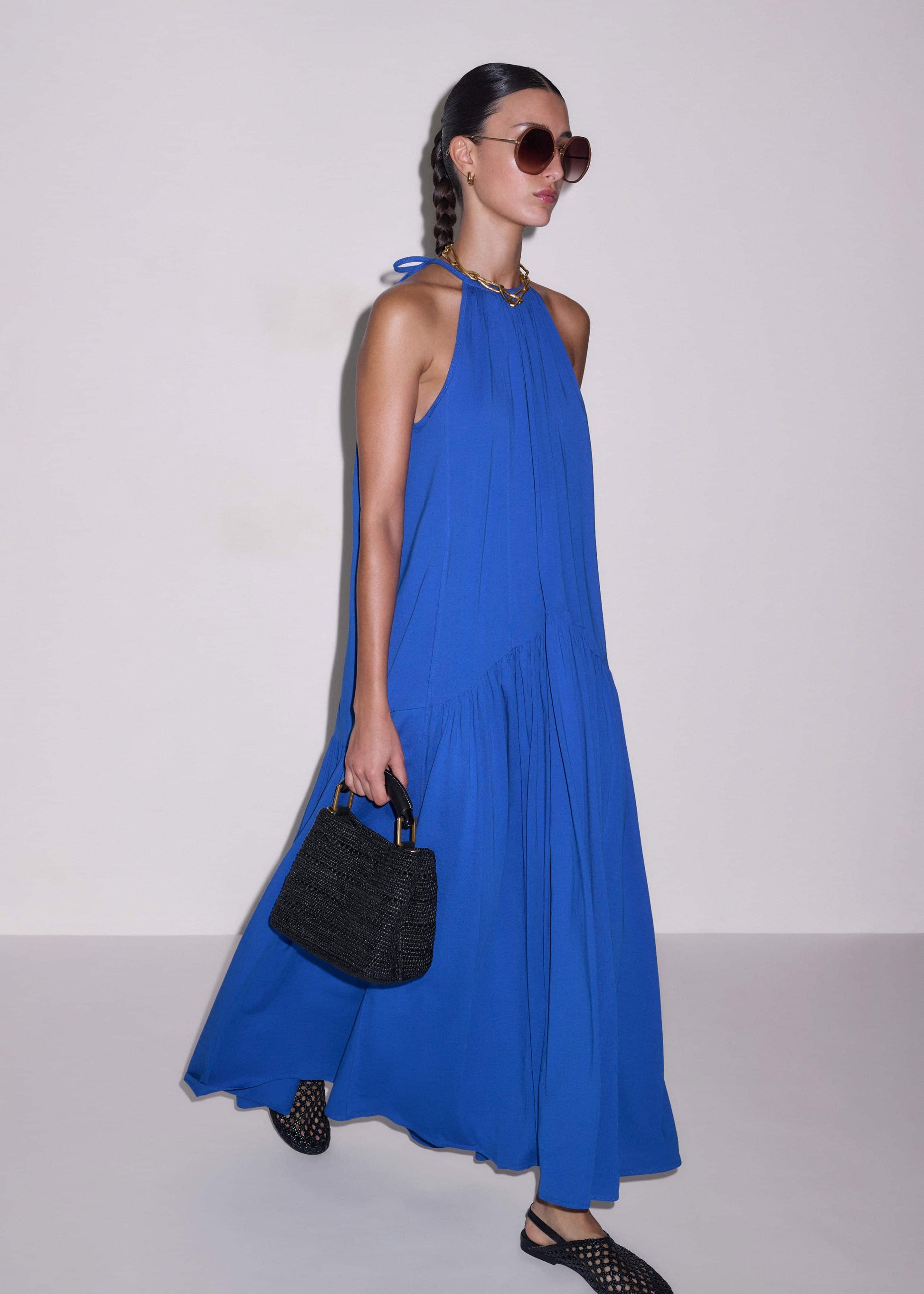ME and EM Clothing Blue Halterneck Maxi Dress